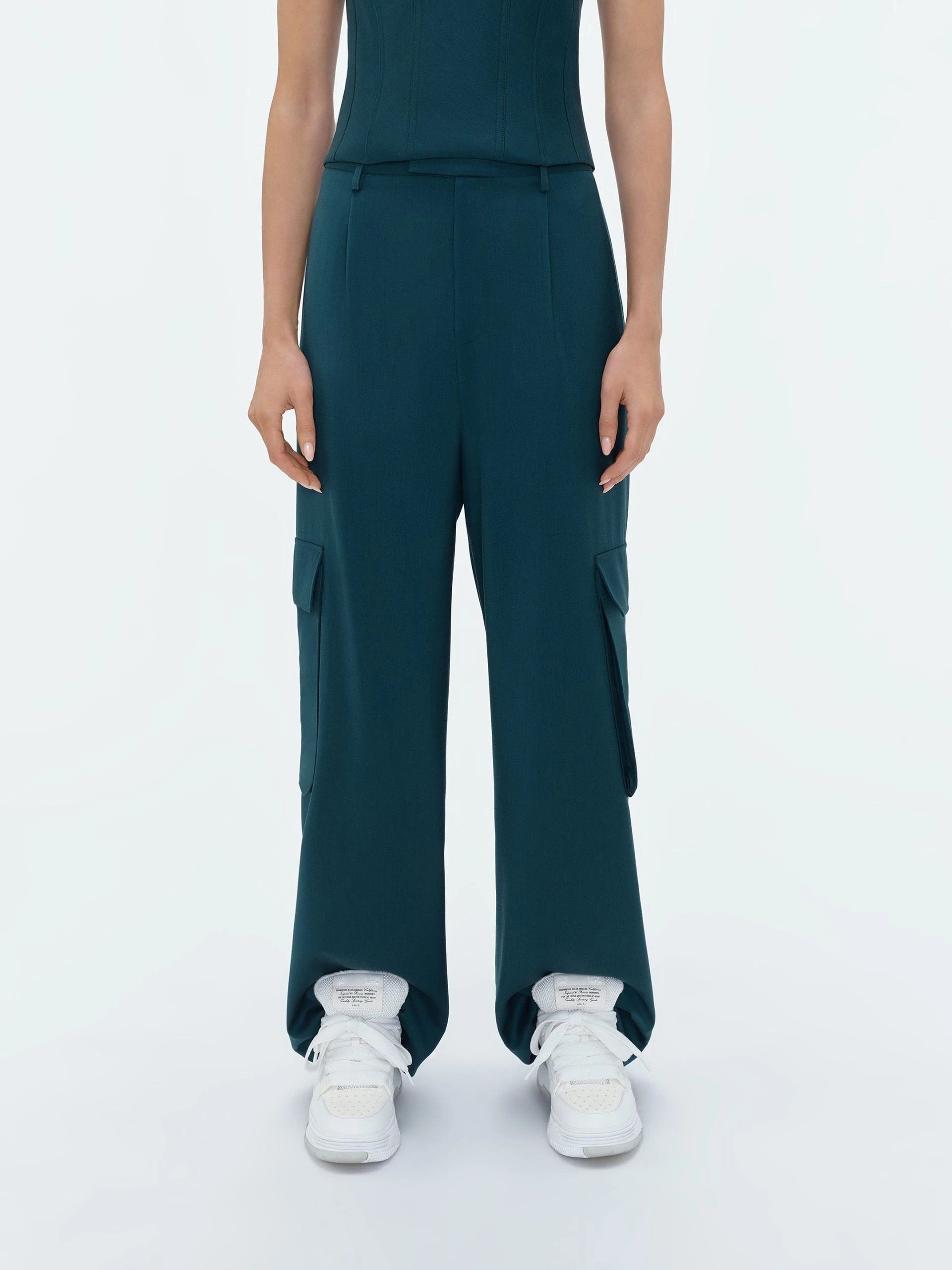 Amiri oc11z0225 Wide Leg Pleated Cargo Pant in Green Size 25" / US 0 / IT 36 - 3 Thumbnail