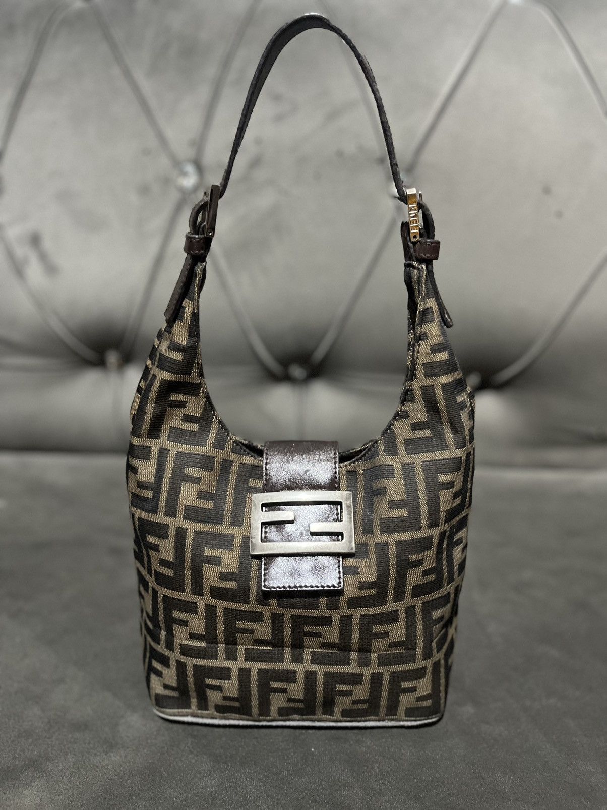 Fendi Authentic FENDI Tobacco Zucca Canvas Mia Hobo Bag Size ONE SIZE - 1 Thumbnail