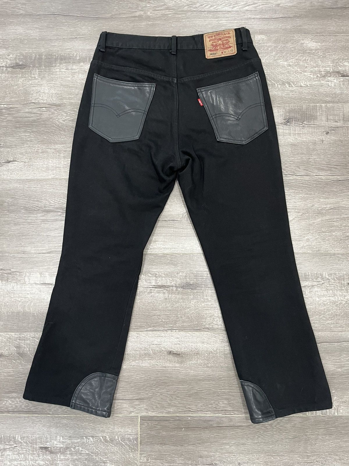 Comme des Garcons × Junya Watanabe Junya Watanabe Black Leather Patch Jeans Size US 32 / EU 48 - 2 Thumbnail