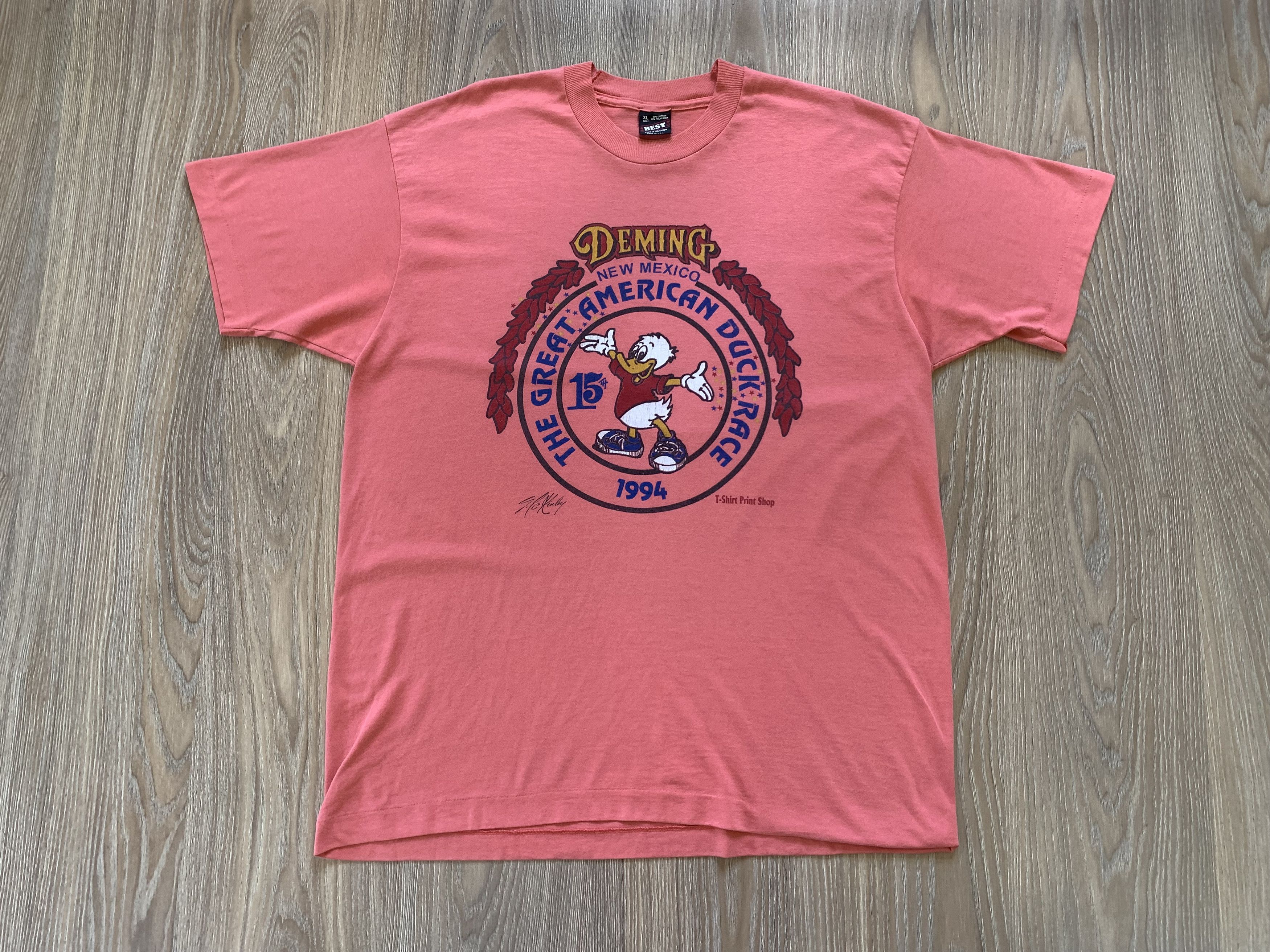 Disney × Fruit Of The Loom × Vintage Rare The Great American Duck Race 1994 T Shirt Size US XL / EU 56 / 4 - 2 Thumbnail