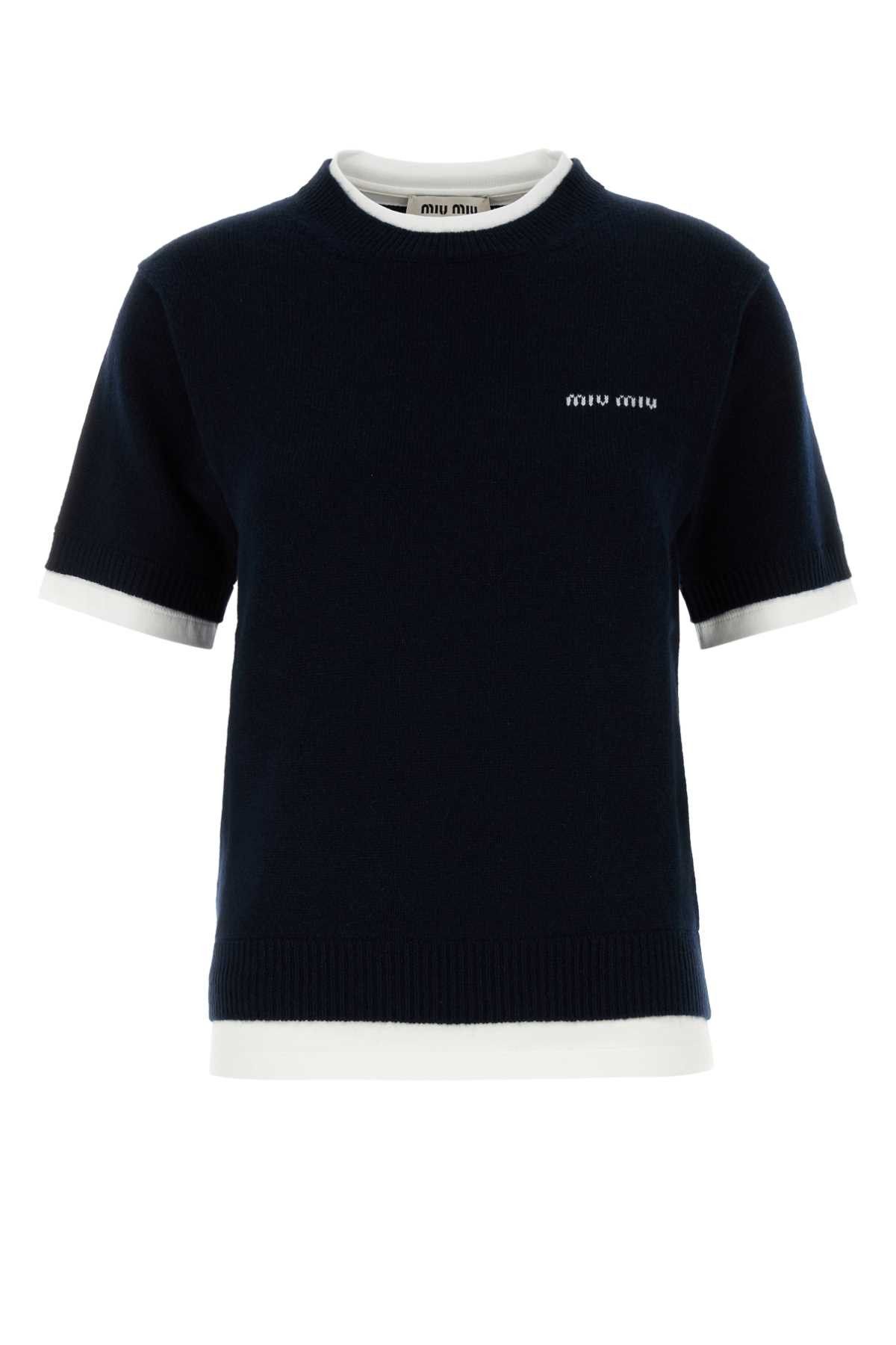 Miu Miu Midnight Blue Cashmere Sweater Size L / US 10 / IT 46 - 1 Thumbnail