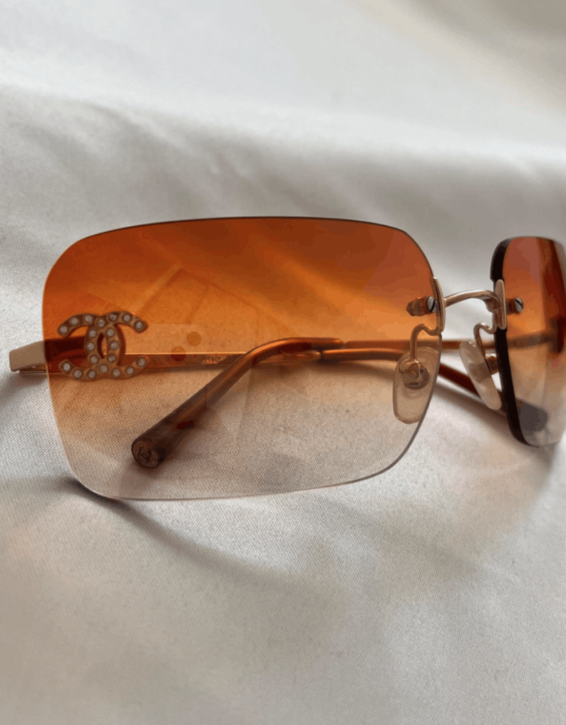 Chanel Chanel Sunglasses 4017-D Rhinestone Logo Rimless Vintage Size ONE SIZE - 6 Thumbnail