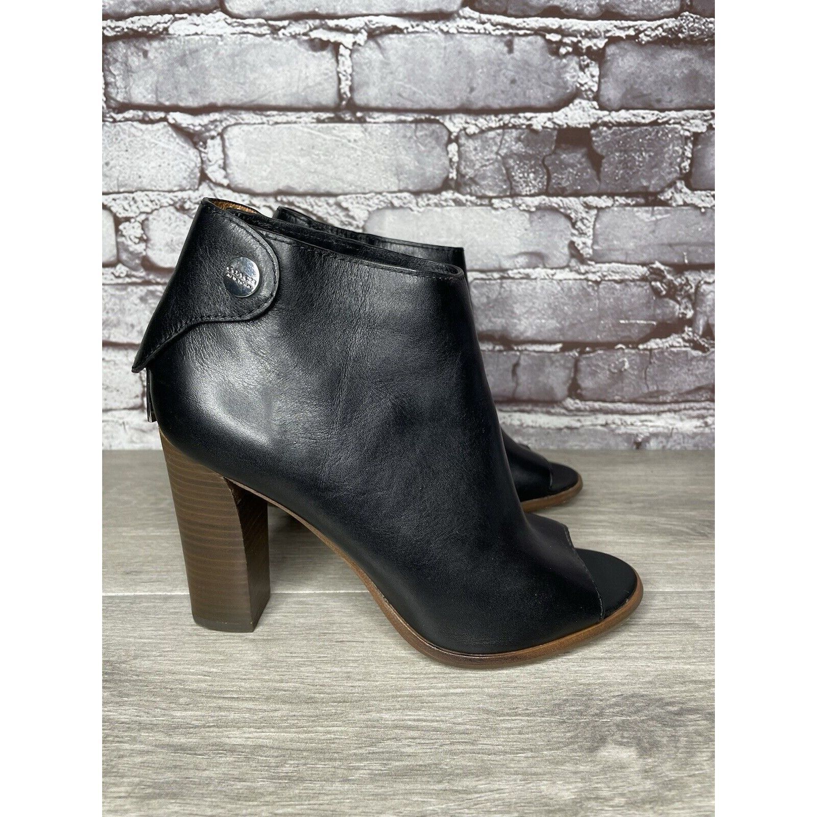 Coach Coach Labelle Black Leather Open Toe Booties Heels Shoes Wom Size US 7 / IT 37 - 19 Thumbnail