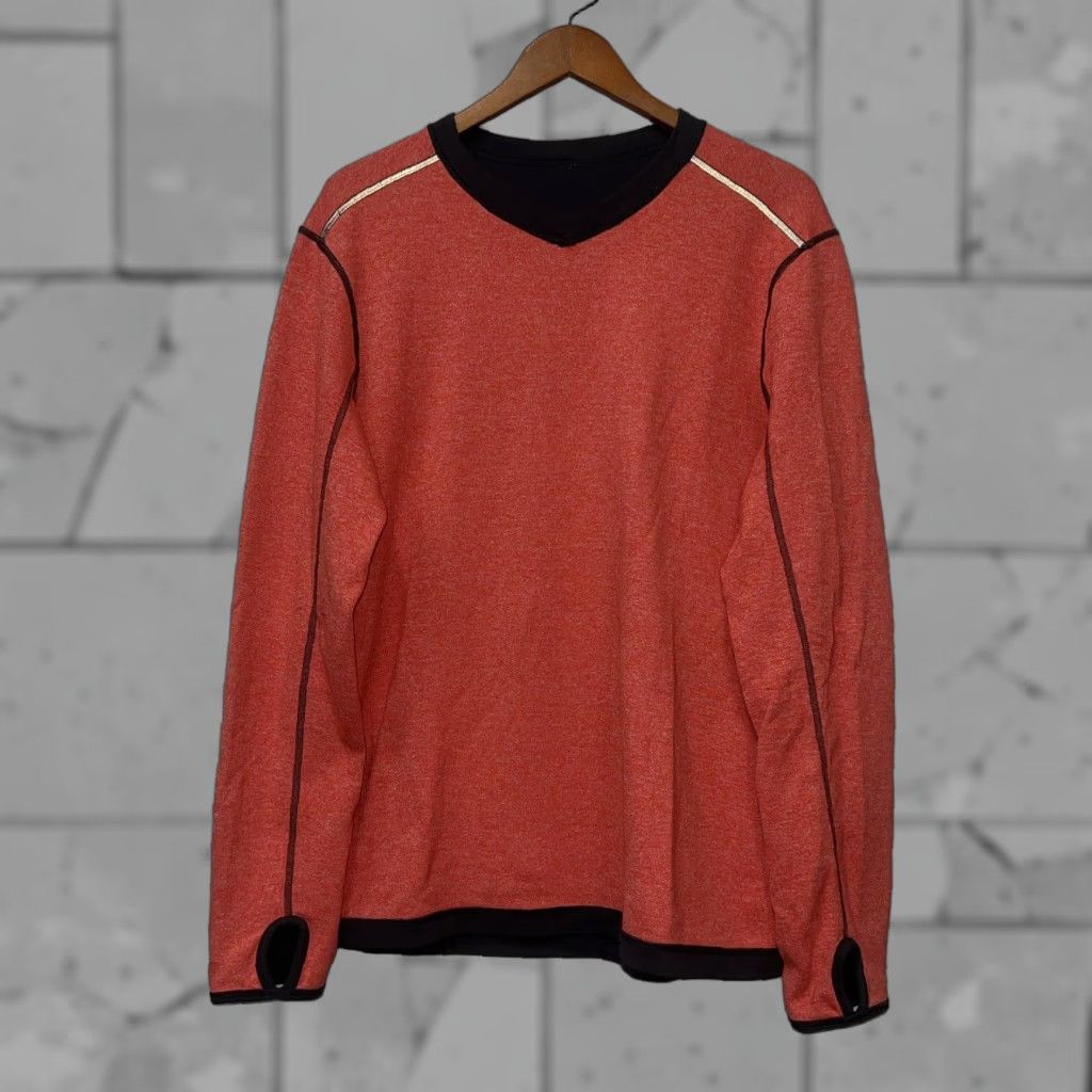 Lululemon LULULEMON Red Athletic Long Sleeve V-Neck Sweatshirt Men's Size M Size US M / EU 48-50 / 2 - 1 Thumbnail