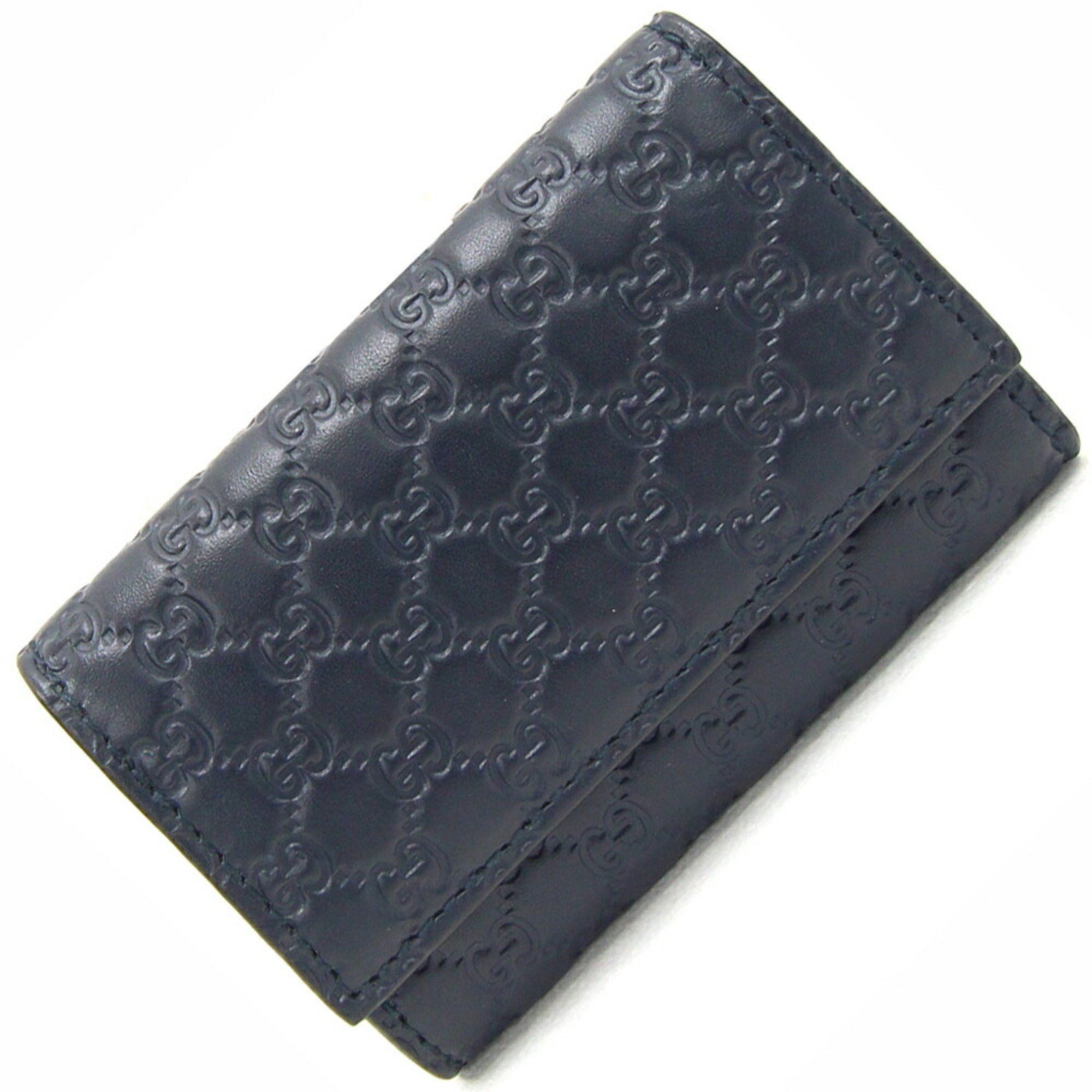 Gucci Gucci 6-Key Case Micro Guccissima 150402 Navy Leather Key Ring Keys Men's GUCCI Size ONE SIZE - 1 Thumbnail