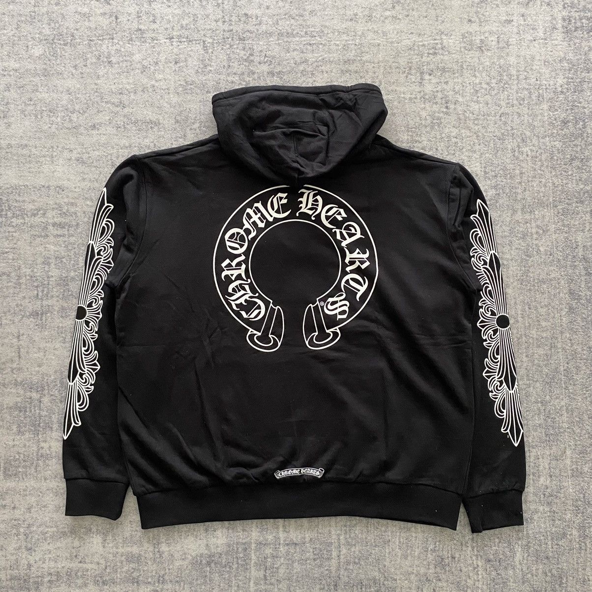 Chrome Hearts Horseshoe Floral Cross Sleeve Zip Up Hoodie