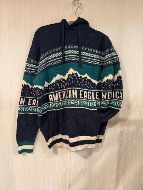 American Eagle Outfitters AMERICAN EAGLE MEN'S SZ L SWEATER HOODIE POCKET MOUNTAINS Size US L / EU 52-54 / 3 - 1 Thumbnail