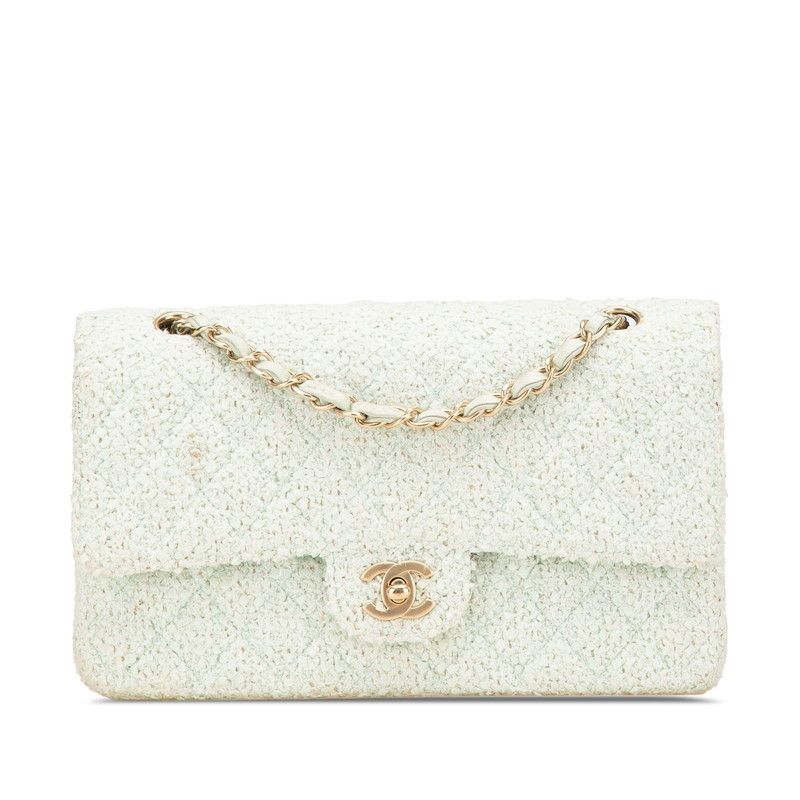 Chanel Chanel Matelasse 25 Tweed Leather Shoulder Bag Leather Shoulder Bag in Green, Women's