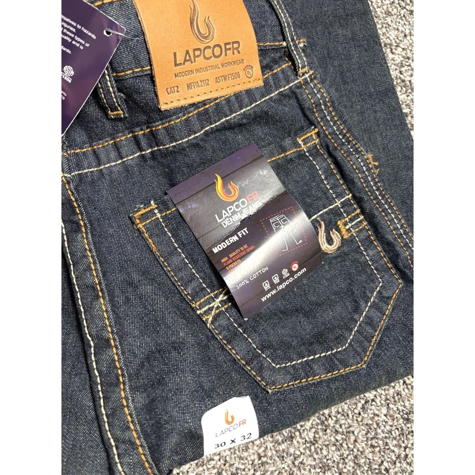 Denime LAPCO FR Reflective Jeans Mens 30x32 Blue NEW NWT Denim Dark Blue Straight mørn? Size US 30 / EU 46 - 2 Thumbnail