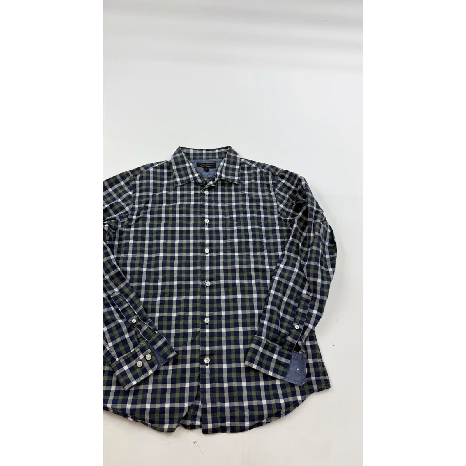 Banana Republic Banana Republic Shirt Mens Medium Blue Green Plaid Soft Wash Tailored Slim Fit Size US M / EU 48-50 / 2 - 2 Thumbnail