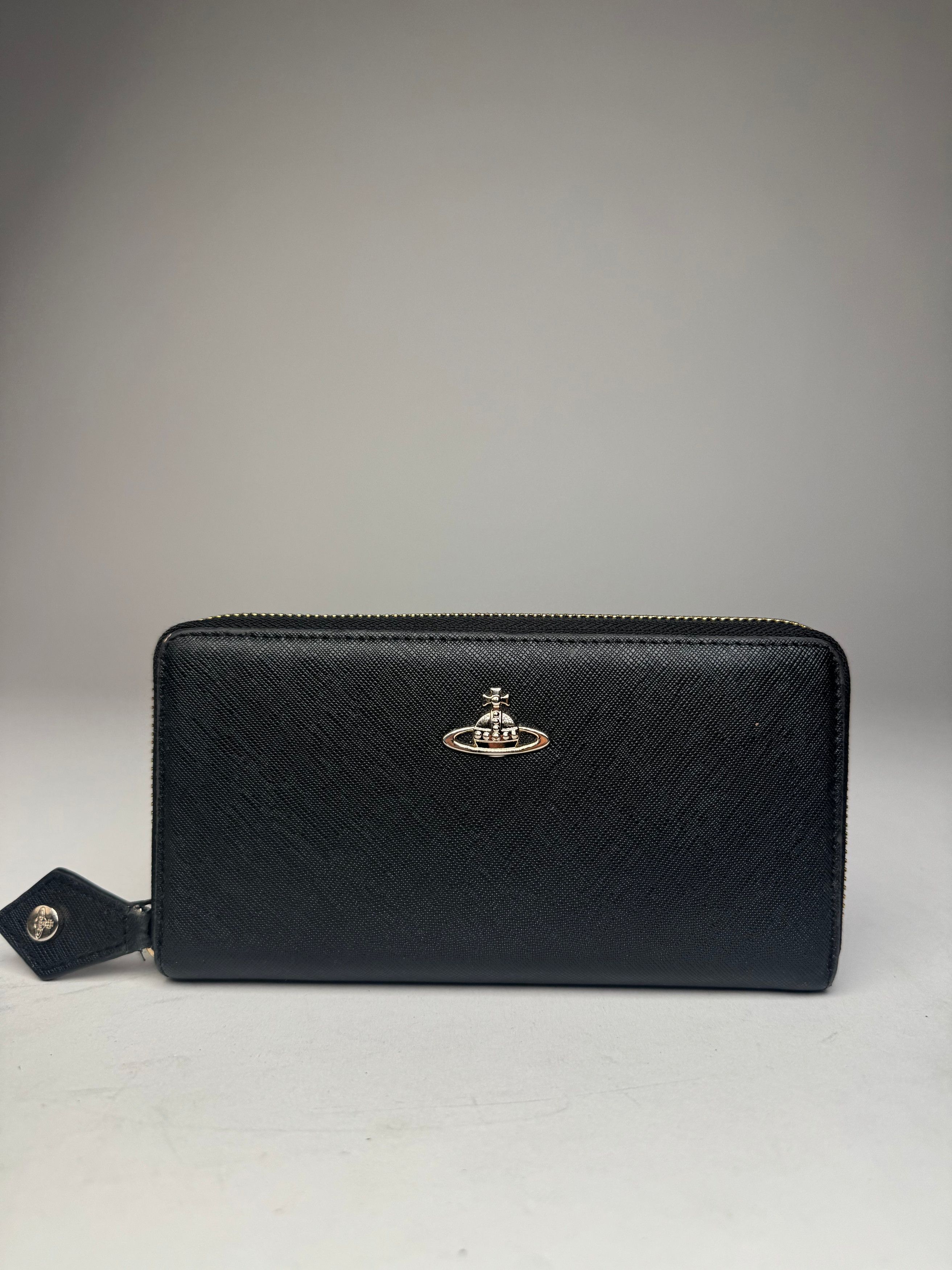 Vintage Leather Zippy Wallet Black