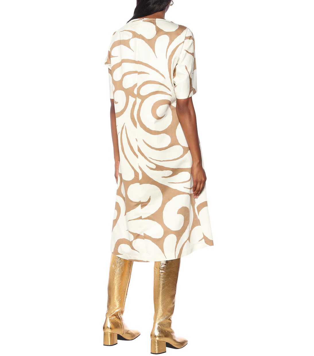 Marni o1y1025 Midi Dress in Camel/White Size XS / US 0-2 / IT 36-38 - 3 Thumbnail