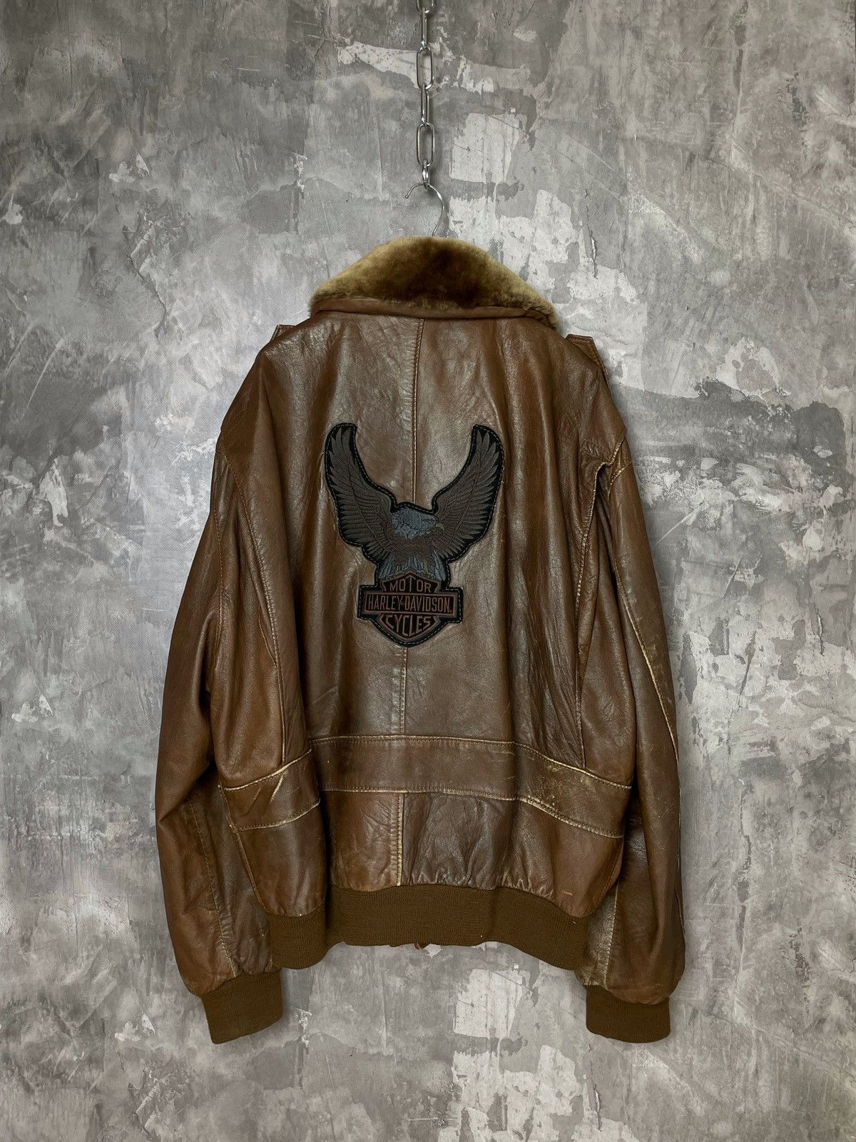 Harley Davidson Harley Davidson Vintage 90s Style Fur Leather Jacket Size US L / EU 52-54 / 3 - 1 Thumbnail