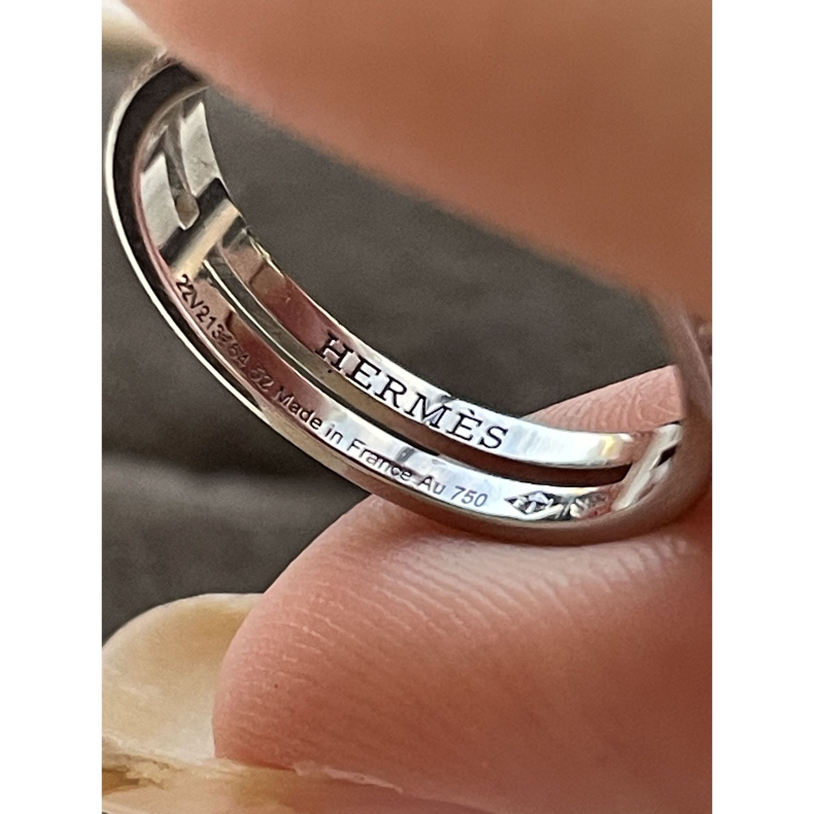 Hermes Hermès White Gold Double Band Ring With Diamond Accents Size Size ONE SIZE - 5 Thumbnail