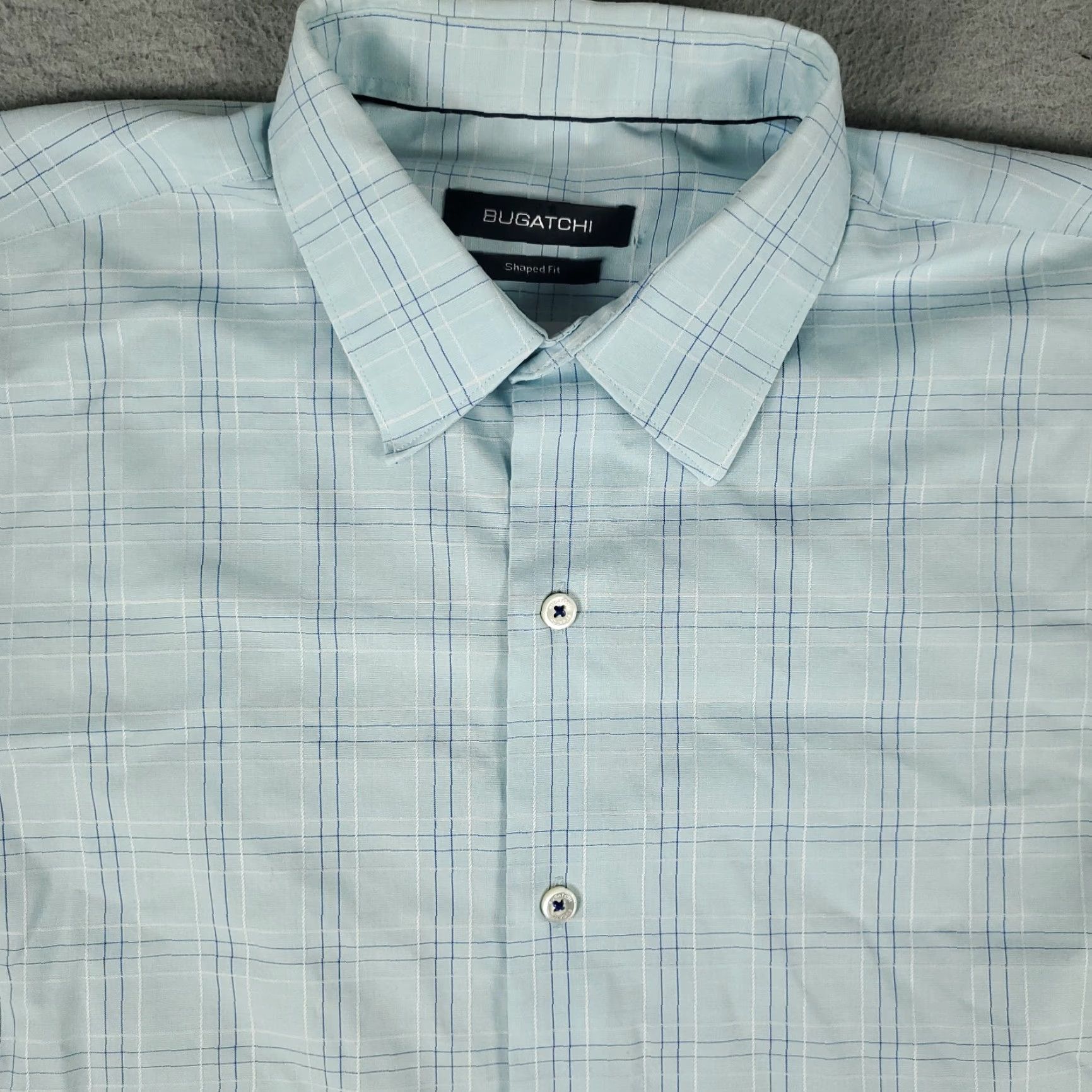 BUGATCHI Bugatchi Shirt Mens Medium Blue Plaid Shaped Fit Button Up Long Sleeve Size US M / EU 48-50 / 2 - 2 Thumbnail