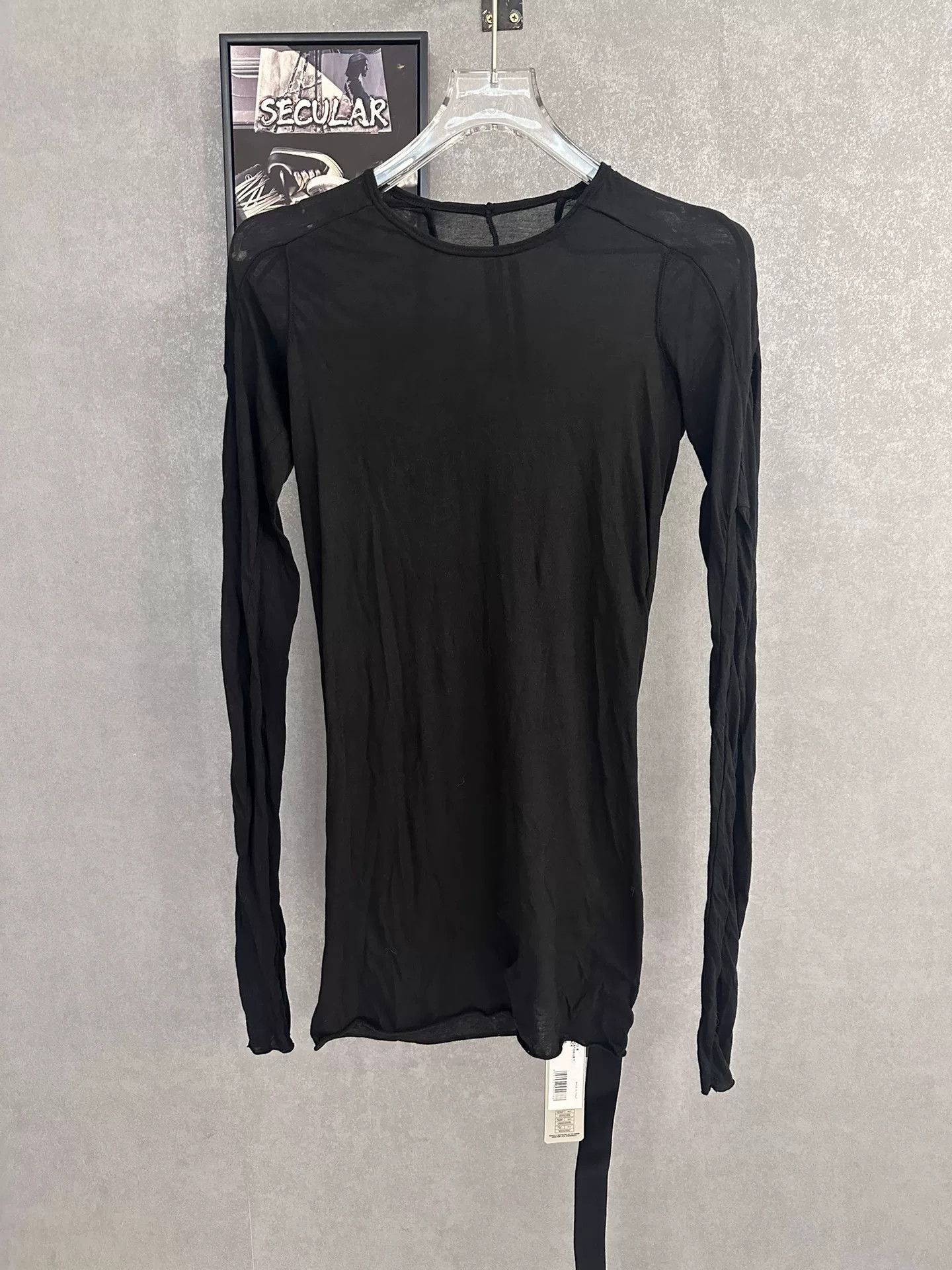 Rick Owens Drkshdw Rick Owens Black Long Sleeve Cotton Tee Size S / US 4 / IT 40 - 1 Thumbnail