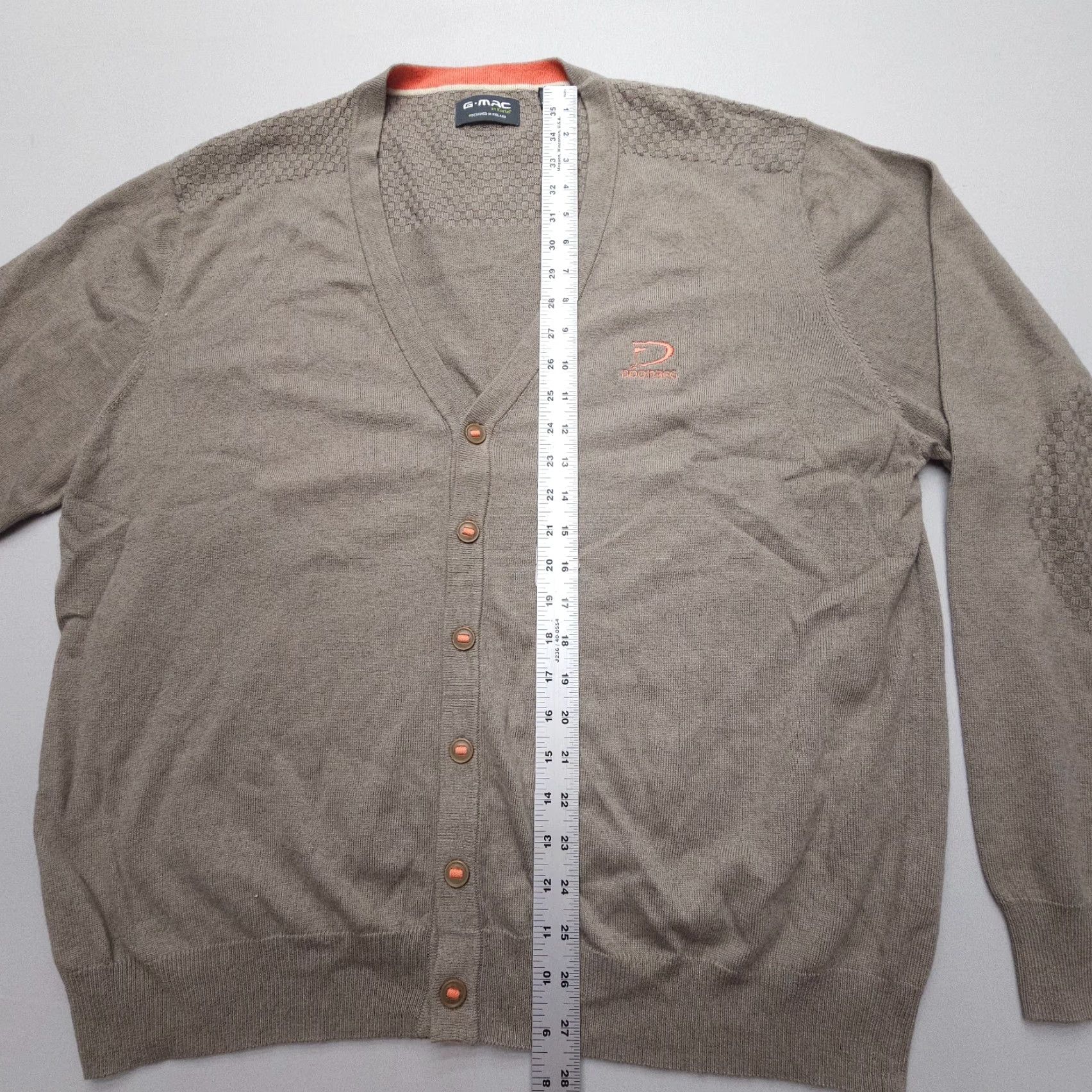 Vintage G-Mac by Kartel Golf Cardigan Sweater Mens 2XL Cotton Cashmere Beige V-Neck Knitted Knit Long Sleeve Casual Dad Classic Pattern Solid Cardigan Size US XXL / EU 58 / 5 - 6 Thumbnail