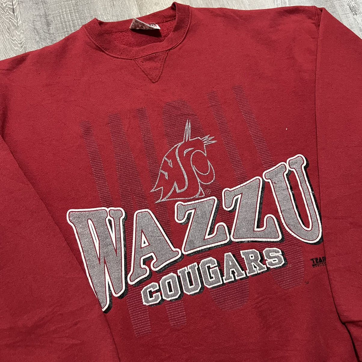 Vintage VTG Wazzu Cougars 90s Washington State University Sweatshirt Size US XL / EU 56 / 4 - 3 Thumbnail