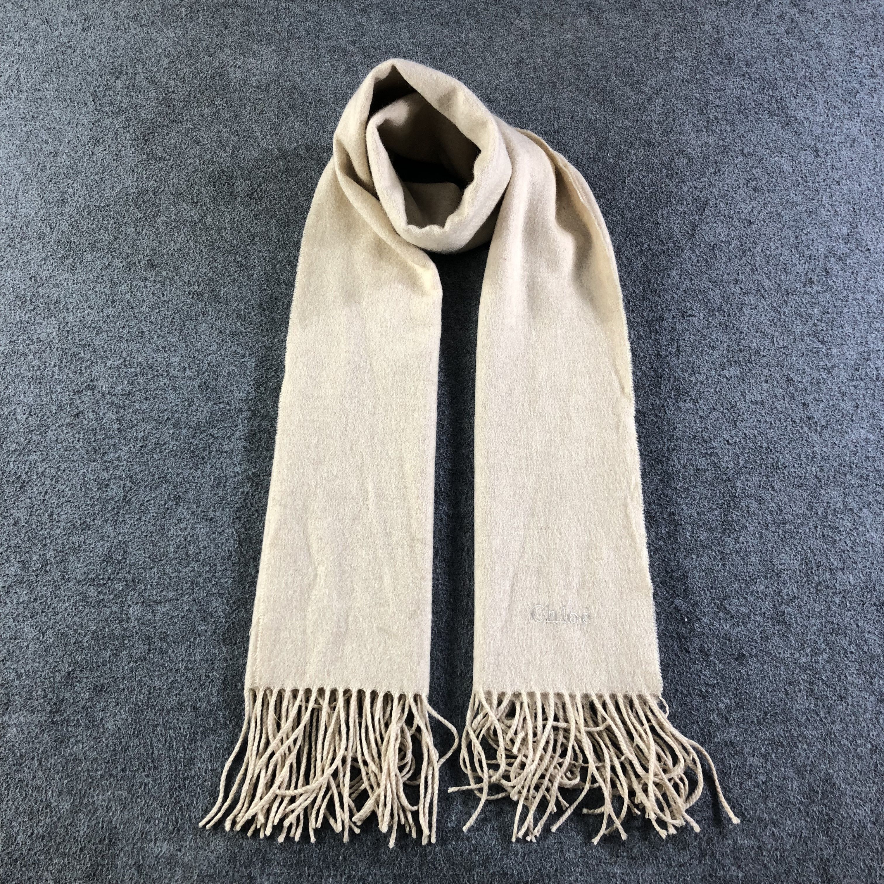 Vintage Chloe Plain Cashmere Scarf Muffler V1832 Size ONE SIZE - 1 Thumbnail