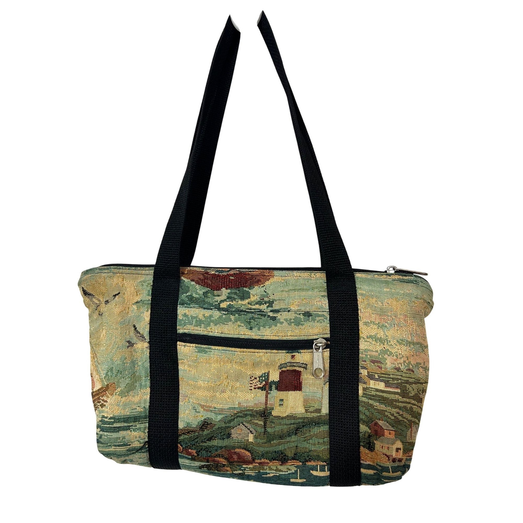 Other Tapestry Fabric Handbag Seaside Lighthouse Sailboats Seagull Size ONE SIZE - 15 Thumbnail