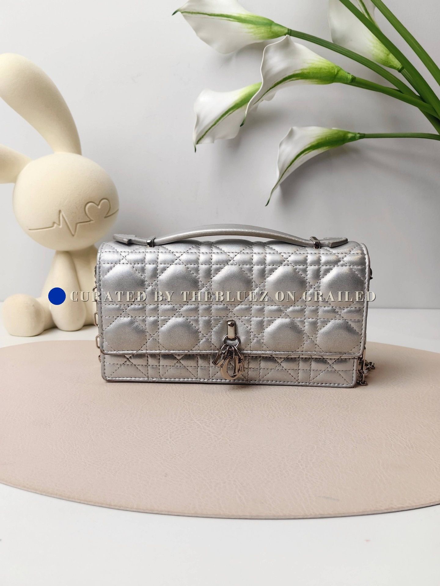 Dior Dior Mini Silver Pearl Chain Handbag Size ONE SIZE - 1 Thumbnail