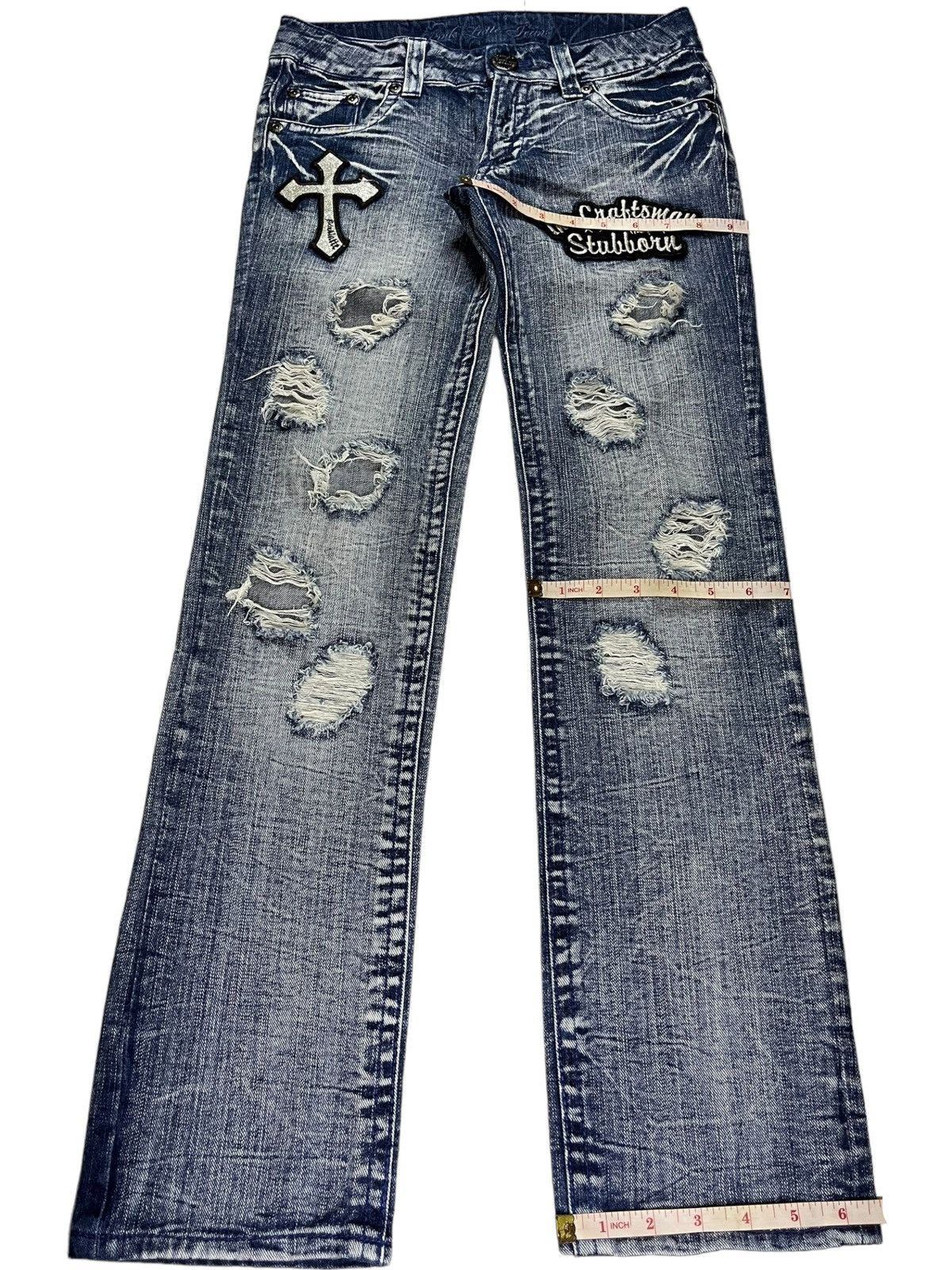 Japanese Brand × Kapital Vintage Japanese Brand Acid Wash Punk Ripped Patched Jeans Size 29" - 13 Thumbnail
