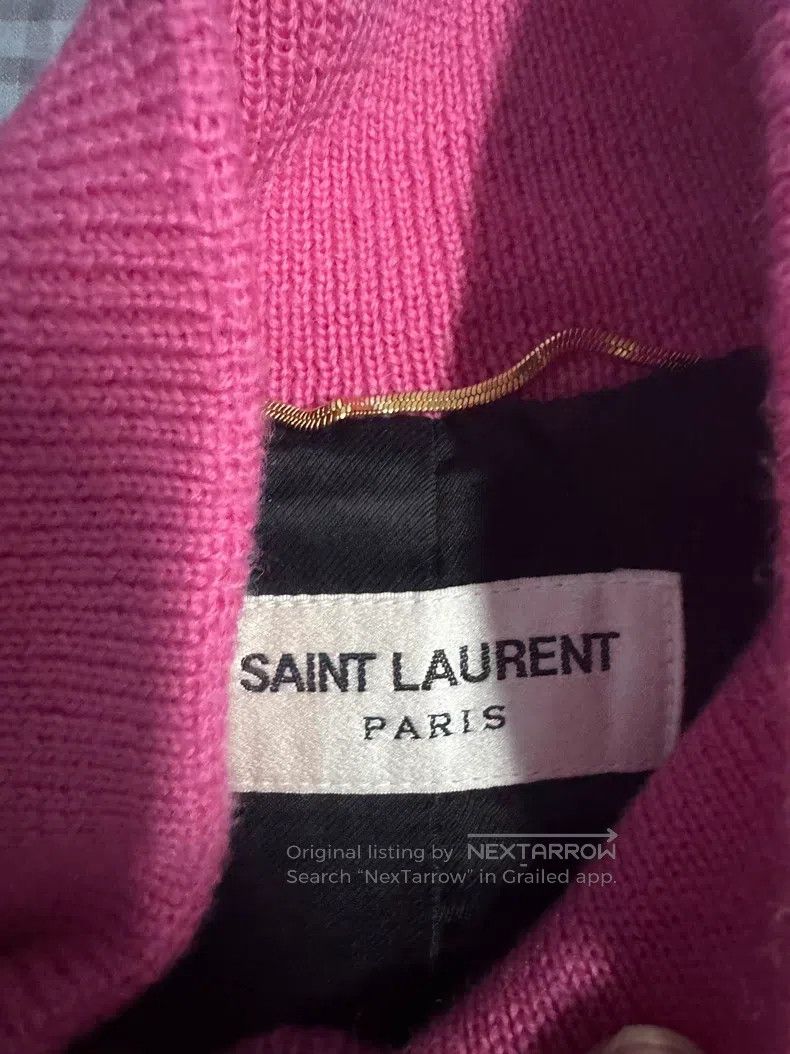 Saint Laurent Paris Saint Laurent Paris Pink Leather Trim Baseball Jacket Size XS / US 0-2 / IT 36-38 - 2 Thumbnail