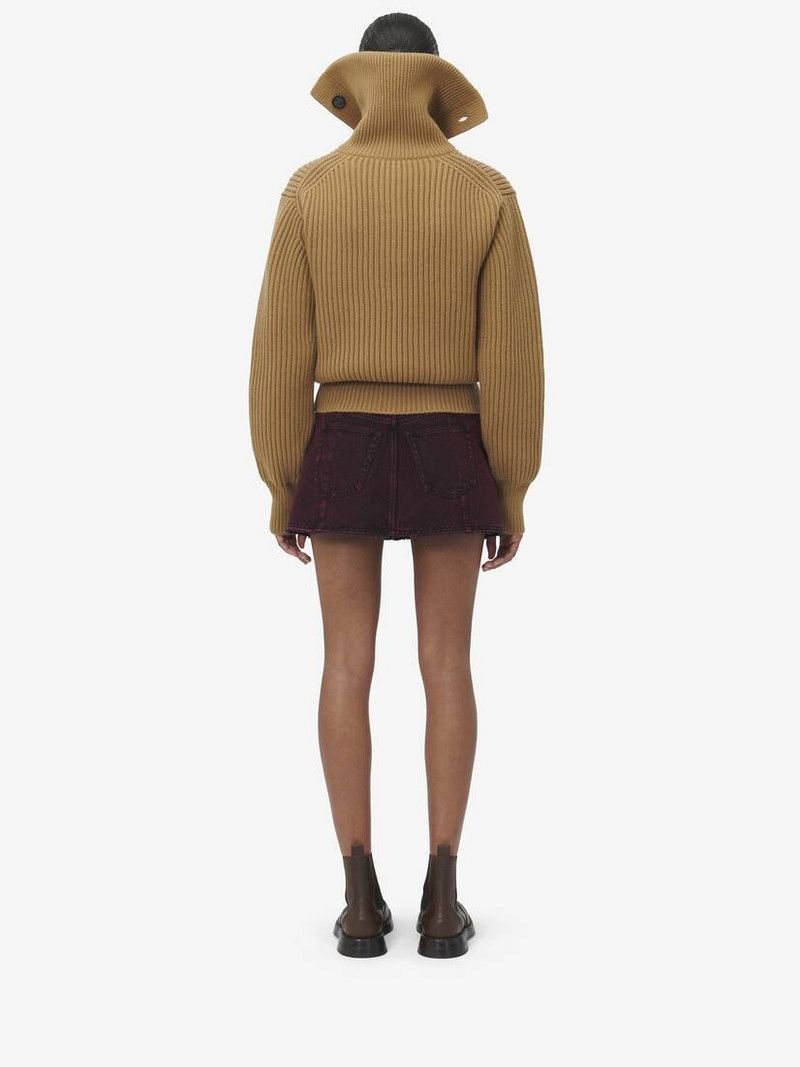 Alexander McQueen o1srvl11e0226 Funnel Neck Buttoned Neck Jumper In Camel Size M / US 6-8 / IT 42-44 - 6 Thumbnail
