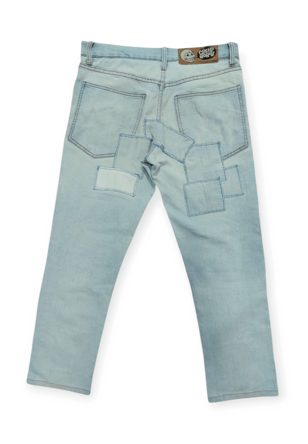 Cheap Monday Tartan Stitch Patchwork Thin Jeans