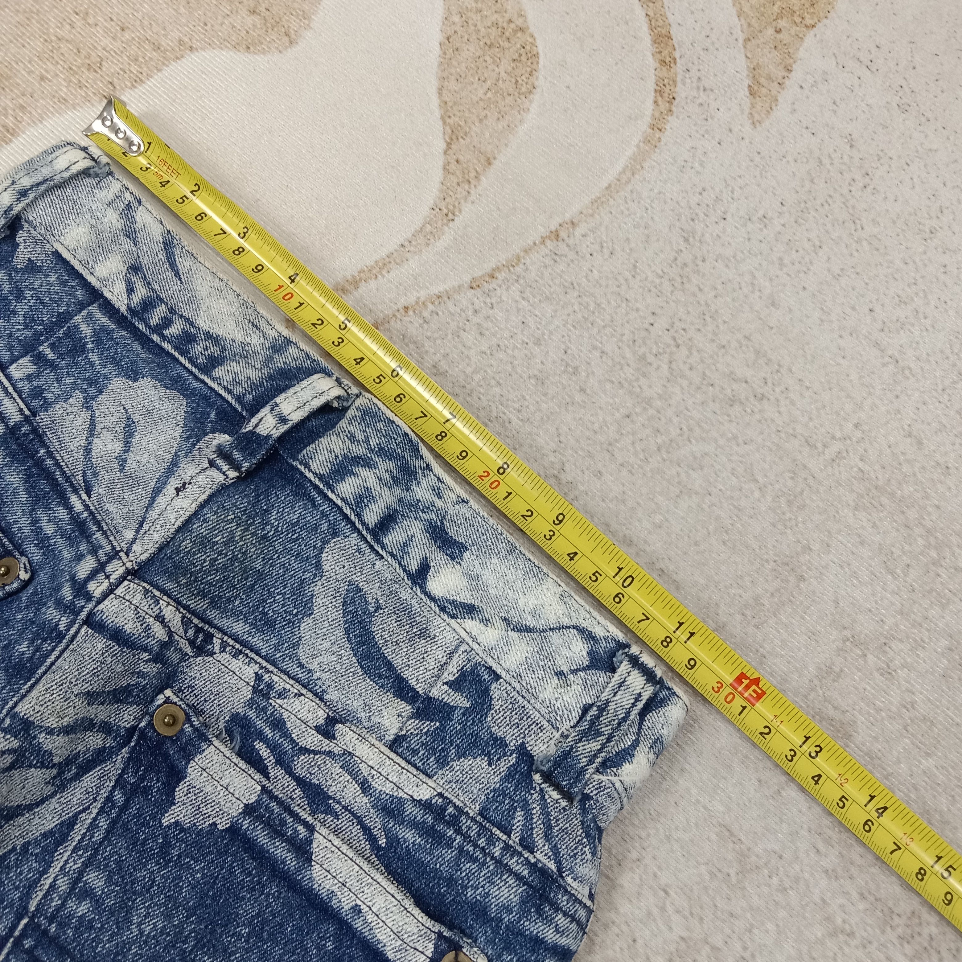 Japanese Brand Ryu Sports Japanese Flower Art Denim Jeans C258N26 Size 23" - 8 Thumbnail