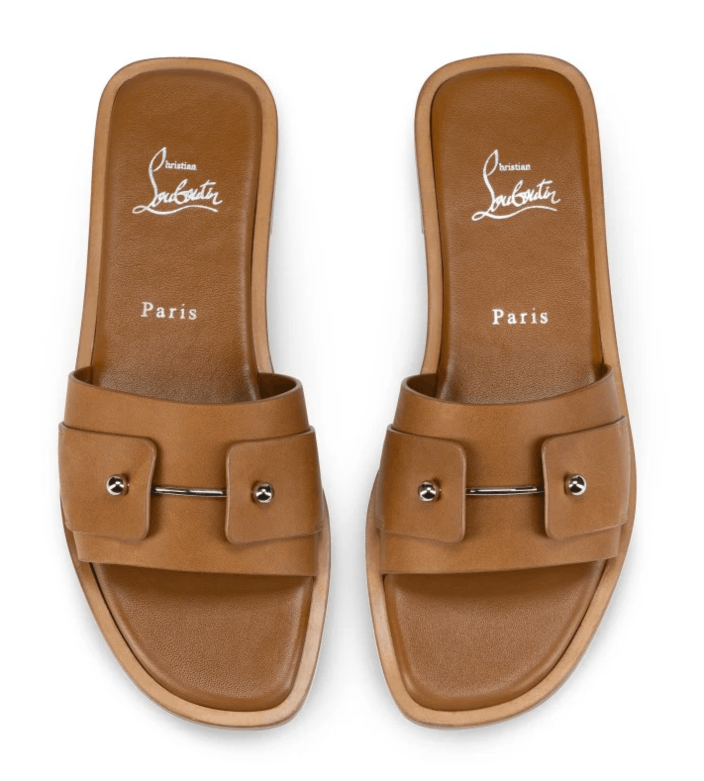 Christian Louboutin Chambelimule Donna Flat Tera Brown Leather Slide Sandal 36 Size US 6 / IT 36 - 9 Thumbnail