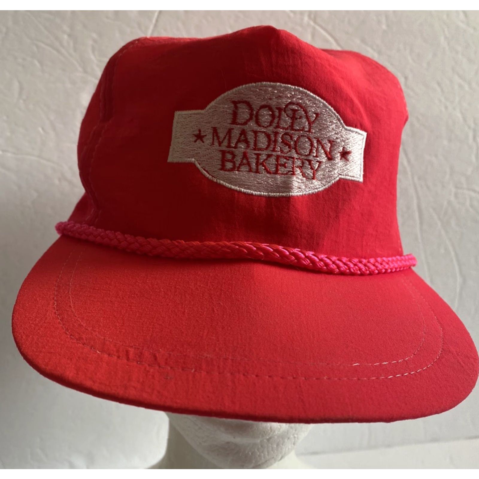 Vintage VINTAGE Dolly Madison Bakery SnapBack Hat Red 90s 80s Men One Size Red Hat Size ONE SIZE - 2 Thumbnail