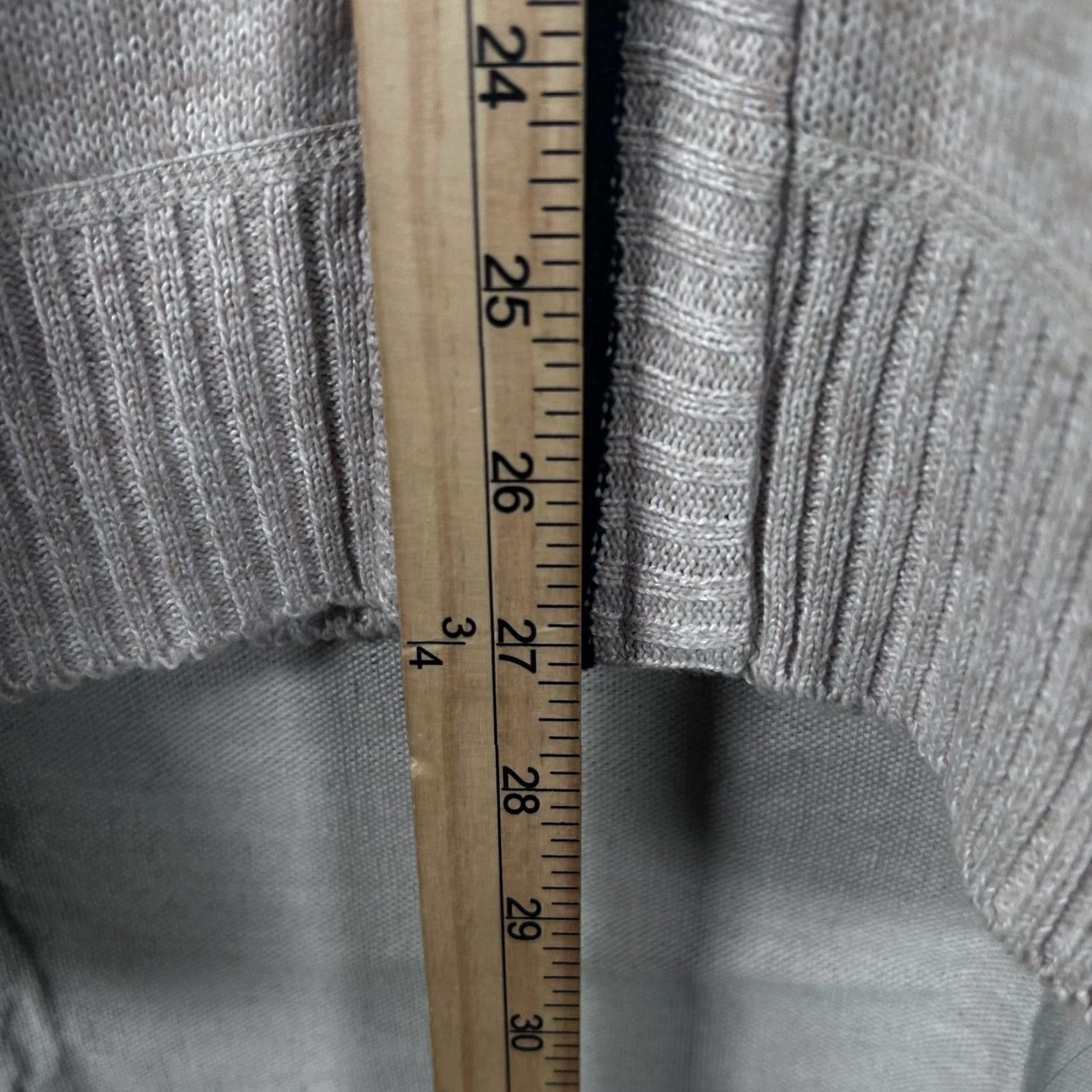 Vintage Yeokou Mens XXL Sweater Full Zip Mock Neck Beige Oatmeal Wool Cashmere Knit Heavyweight Lined Pockets Size US XXL / EU 58 / 5 - 4 Thumbnail
