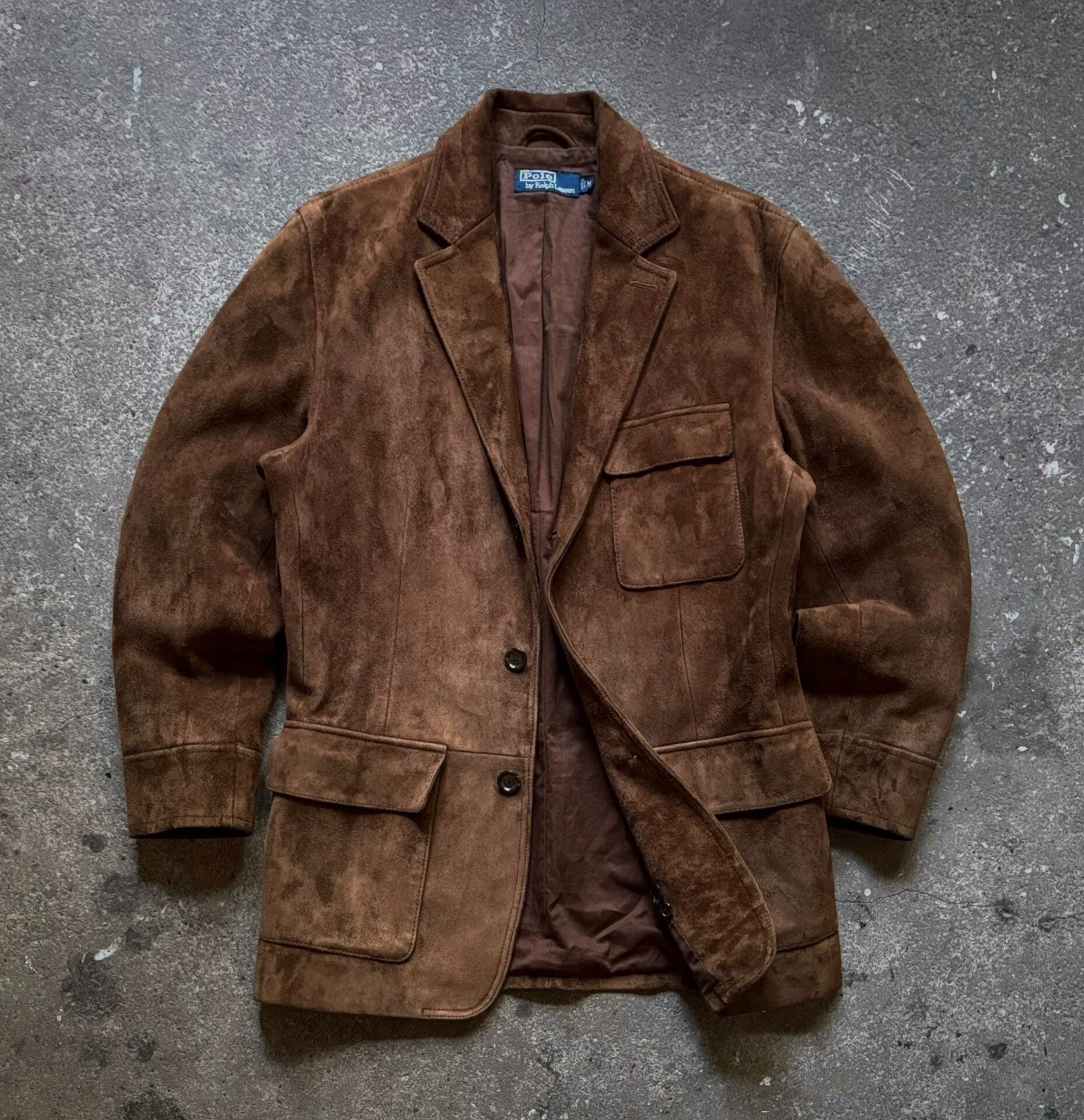Vintage Vintage Ralph Lauren Suede Leather Blazer Size US M / EU 48-50 / 2 - 1 Thumbnail