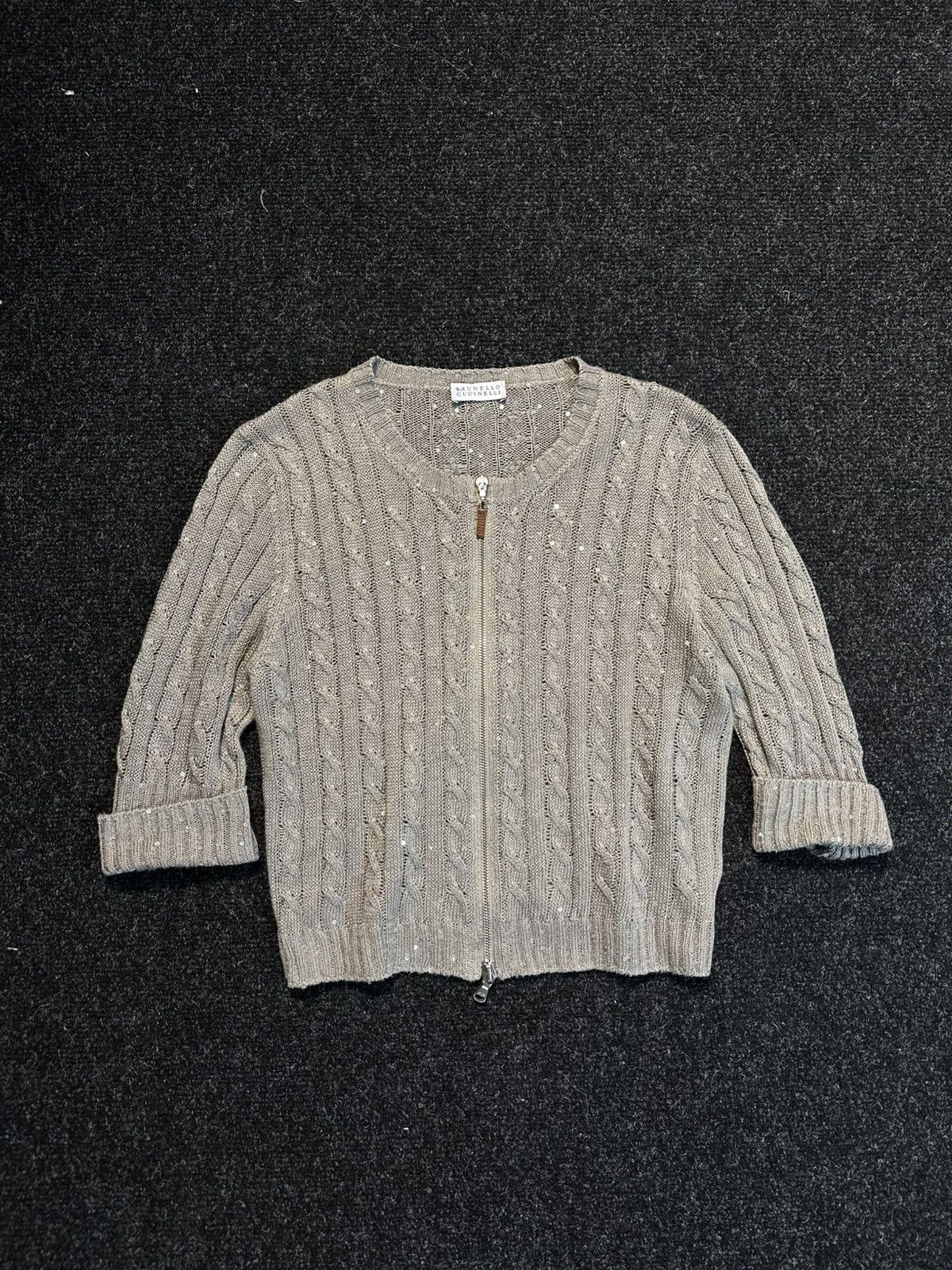 Brunello Cucinelli Brunello Cucinelli Linen Silk Sequin Knit Sweater Size M/L Size L / US 10 / IT 46 - 2 Thumbnail