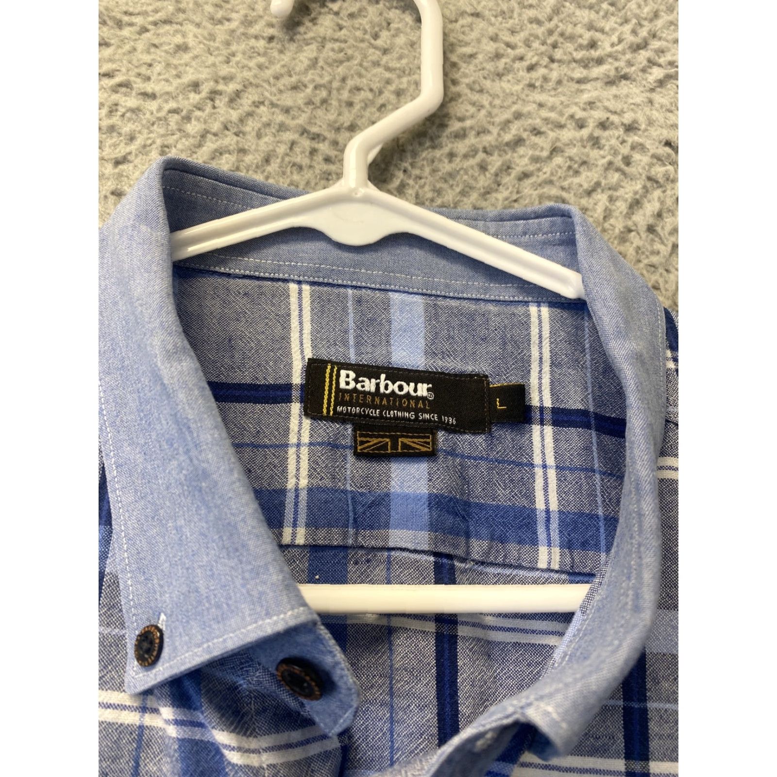 Barbour Barbour Shirt Mens Large Blue Plaid Cotton Button Up Long Sleeve/ 109-11 Size US L / EU 52-54 / 3 - 4 Thumbnail