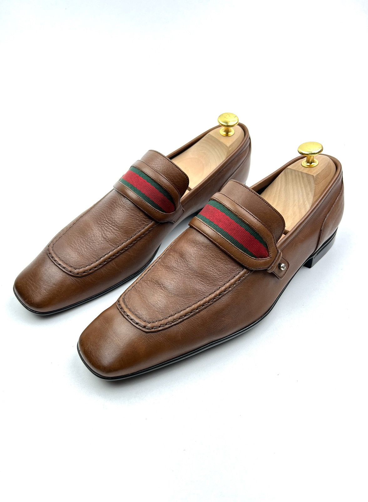 Gucci GUCCI Loafers Leather Shoes Slip Ons Web Stripe Brown Men’s Size US 7.5 / EU 40-41 - 3 Thumbnail