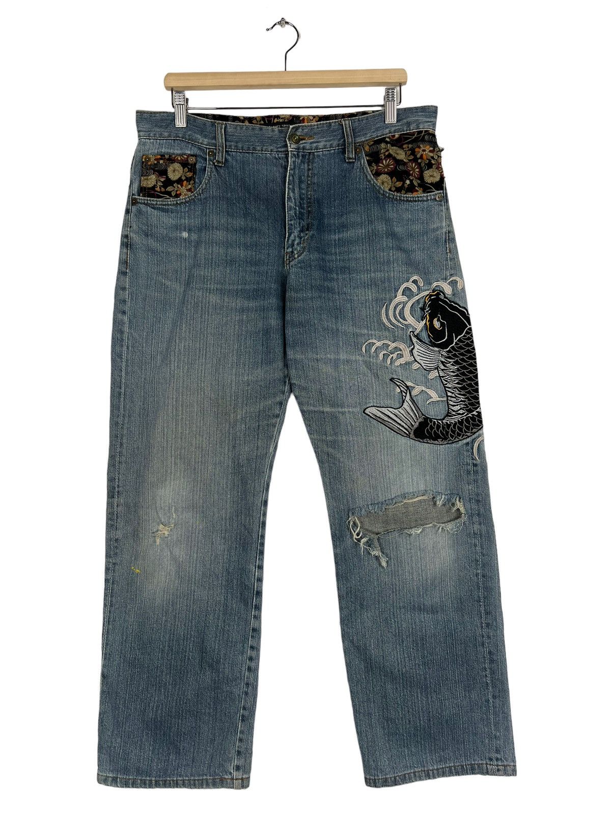 Japanese Brand 🔥 MEMORY SPECIAL KARA KURI KURI KUITTTT MAKEBA DENIM JEANS Size US 34 / EU 50 - 1 Thumbnail