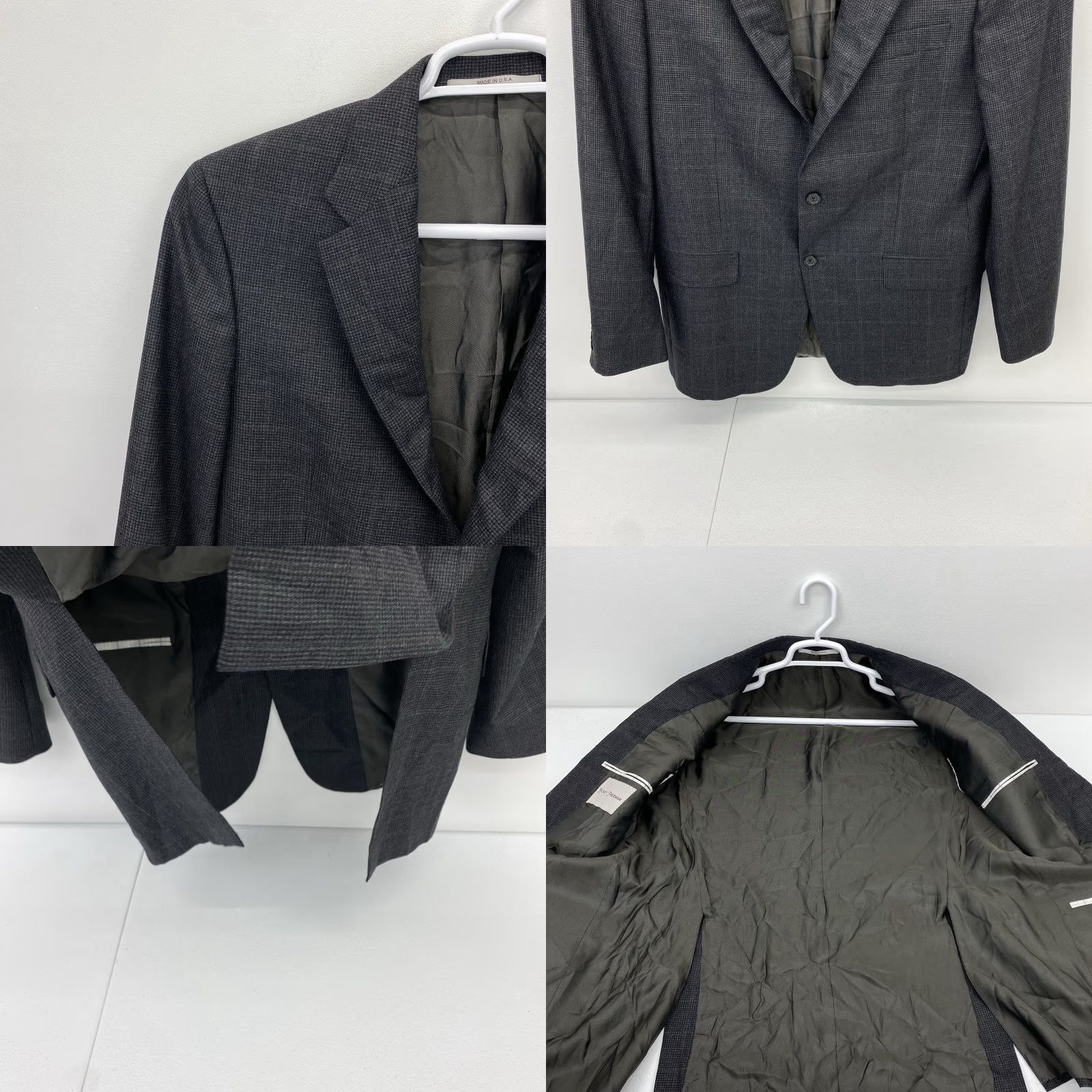 Vintage Hickey Freeman Blazer Men's Size 40R Wool Plaid Wool Notch Lapel 2-Button Single-Breasted Casual Jacket Coat Shirt Style Mens Size 40R - 9 Thumbnail