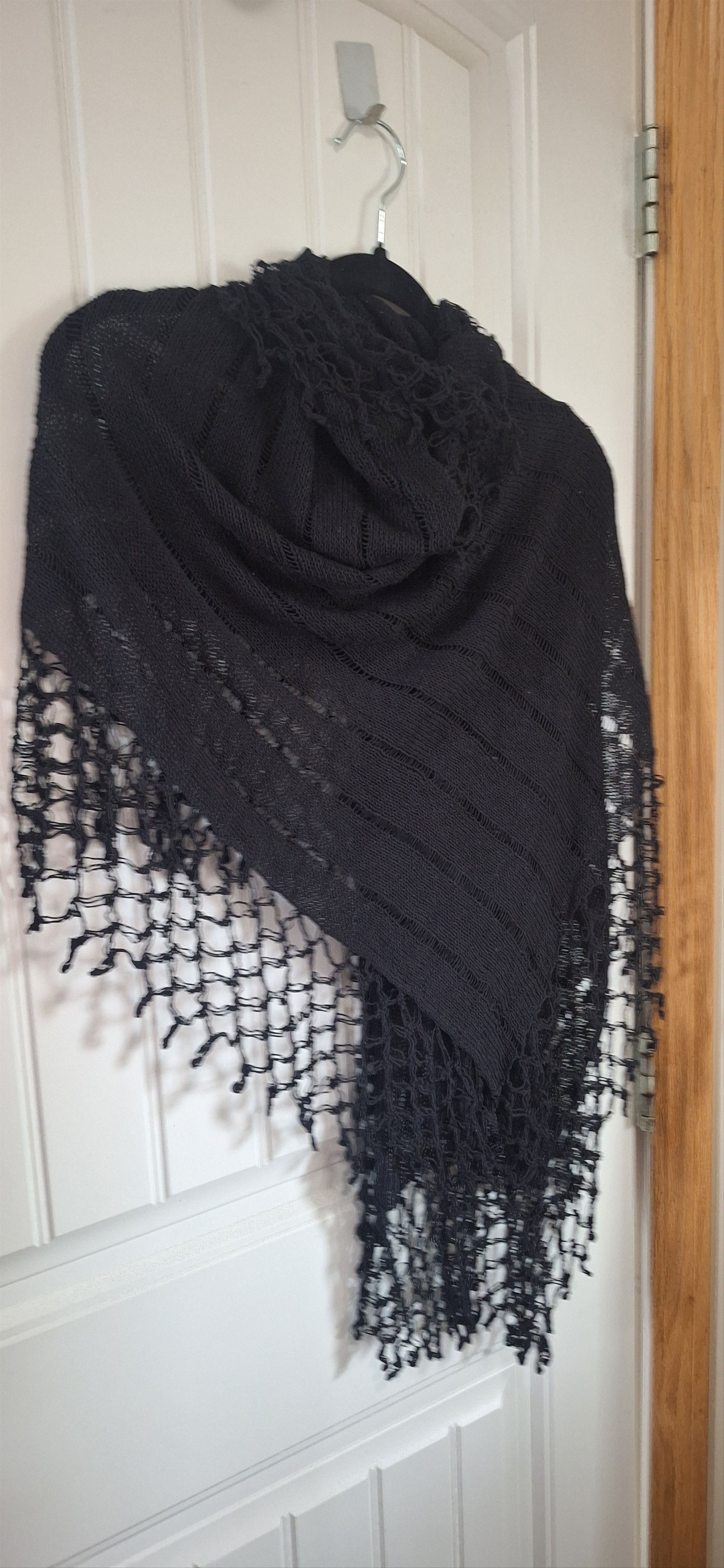 Other Handmade Black Shawl – Cotton Linen Wrap – Boho Gothic Size ONE SIZE - 3 Thumbnail