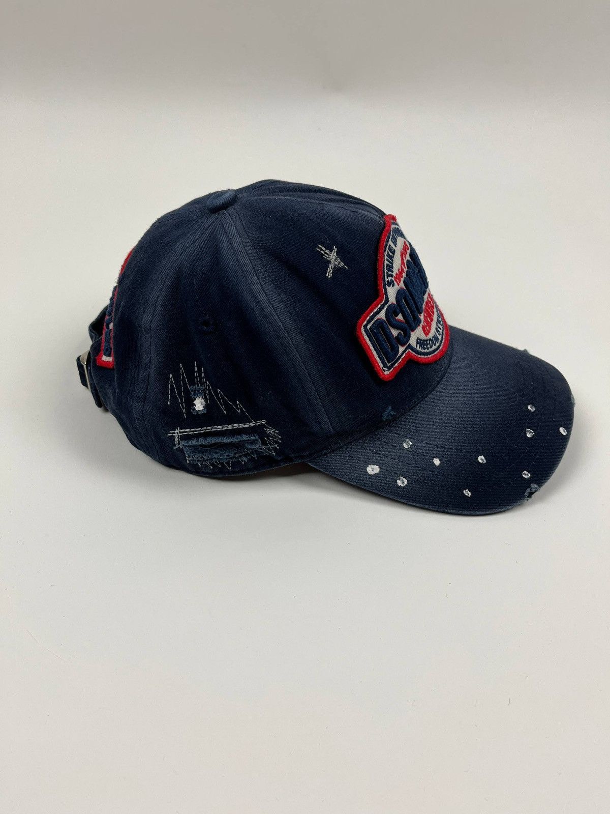 Dsquared2 Dsquared2 Distressed Baseball Cap Navy Blue Italy 🇮🇹 Y2K Size ONE SIZE - 4 Thumbnail