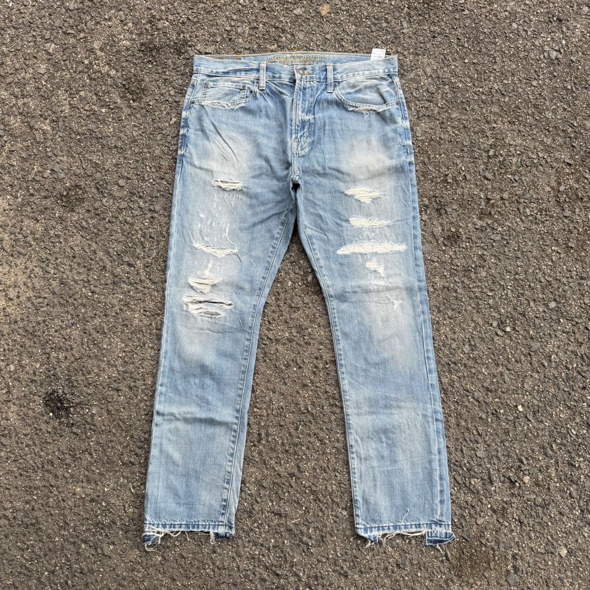 Japanese Brand VINTAGE A EAGLE SKINNY FADED RIPPEP JEAN DENIM PANTS Size US 36 / EU 52 - 2 Thumbnail