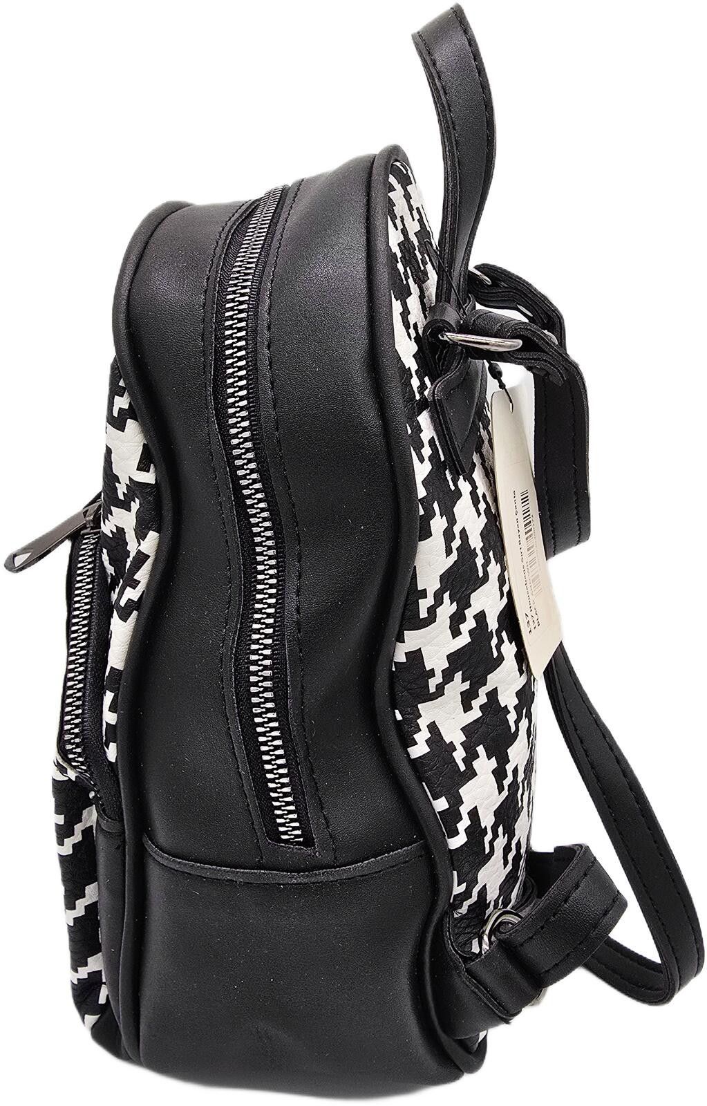 The Unbranded Brand Black and White Houndstooth Pattern Backpack Size ONE SIZE - 3 Thumbnail