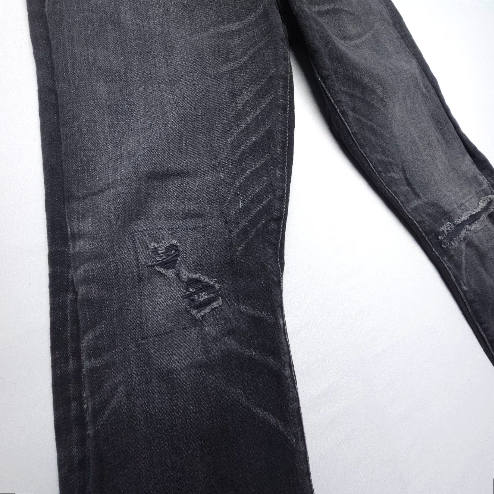 Vintage Baldwin Slim Jeans 29x30 Black Distressed USA Made Men's Size US 29 - 4 Thumbnail