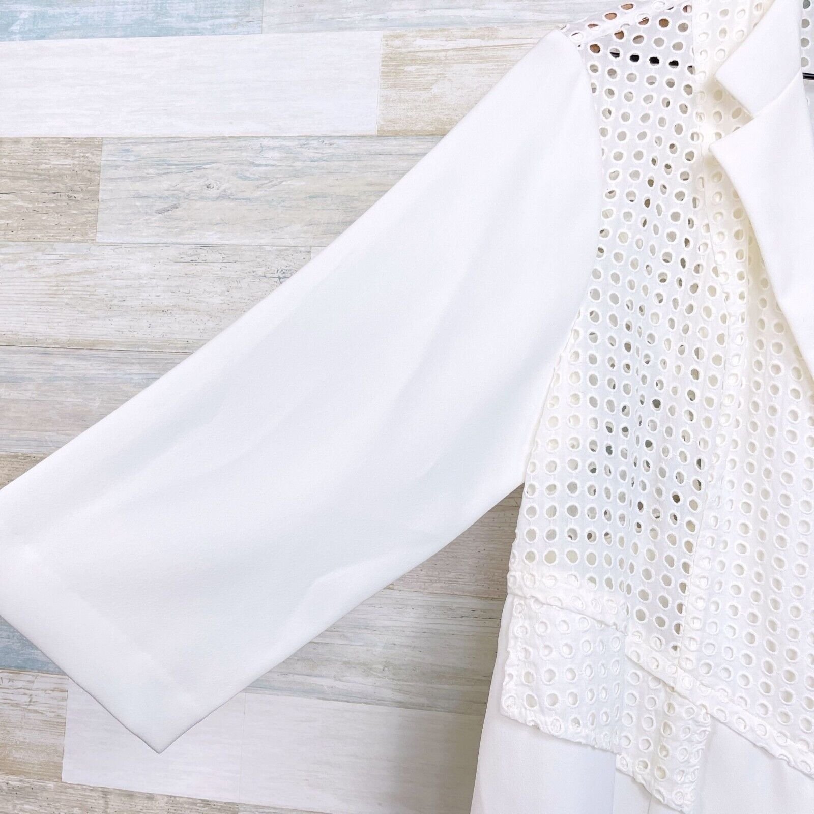 Chicos Chicos Eyelet Novelty Duster Jacket White 3/4 Large 2 Size L / US 10 / IT 46 - 6 Thumbnail