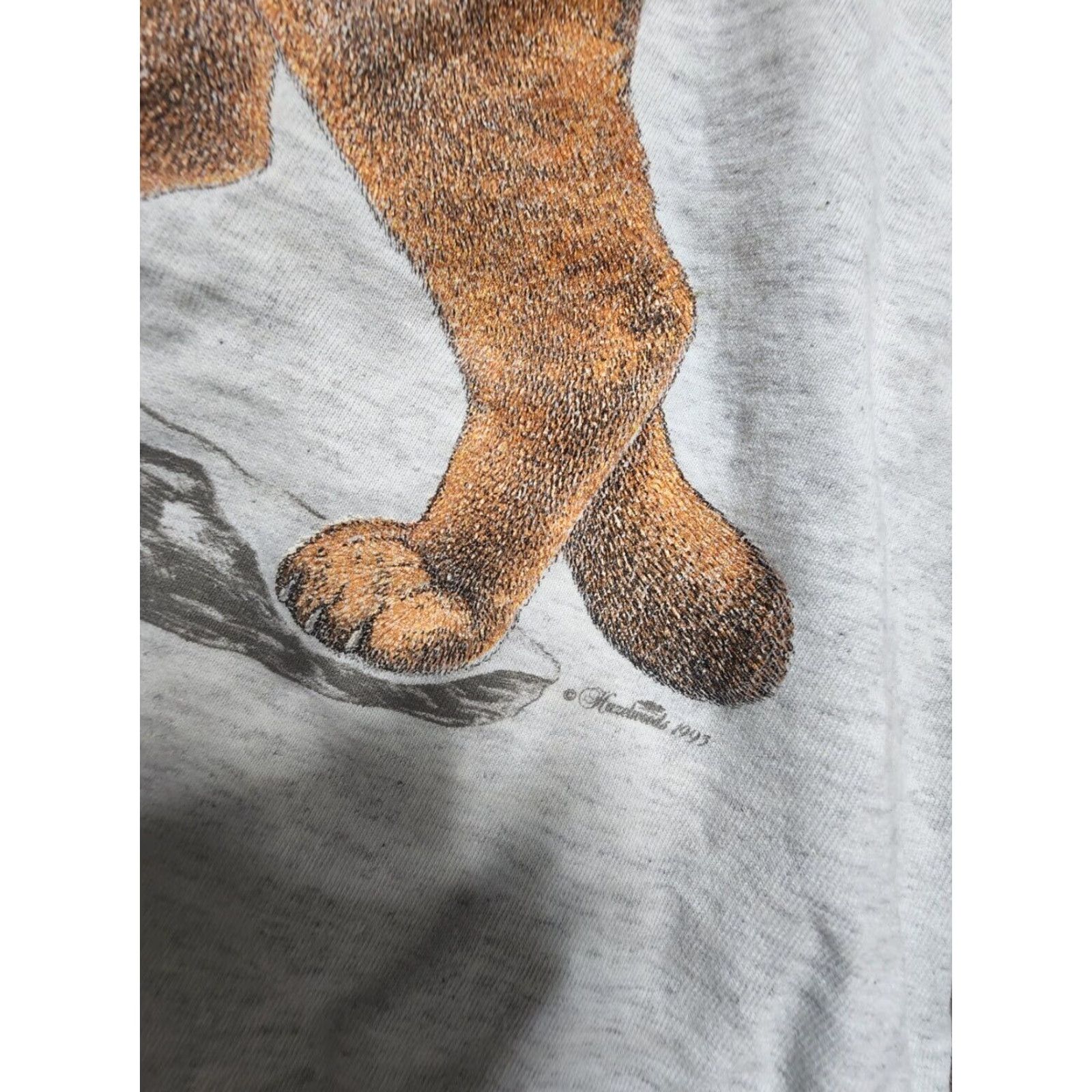 Elwood VINTAGE 90s Hazelwood Mountain Lion T Shirt Mens XL Distressed Thrashed Gray Cotton Blend Crew Neck Short Sleeve T-Shirt Size US XL / EU 56 / 4 - 6 Thumbnail