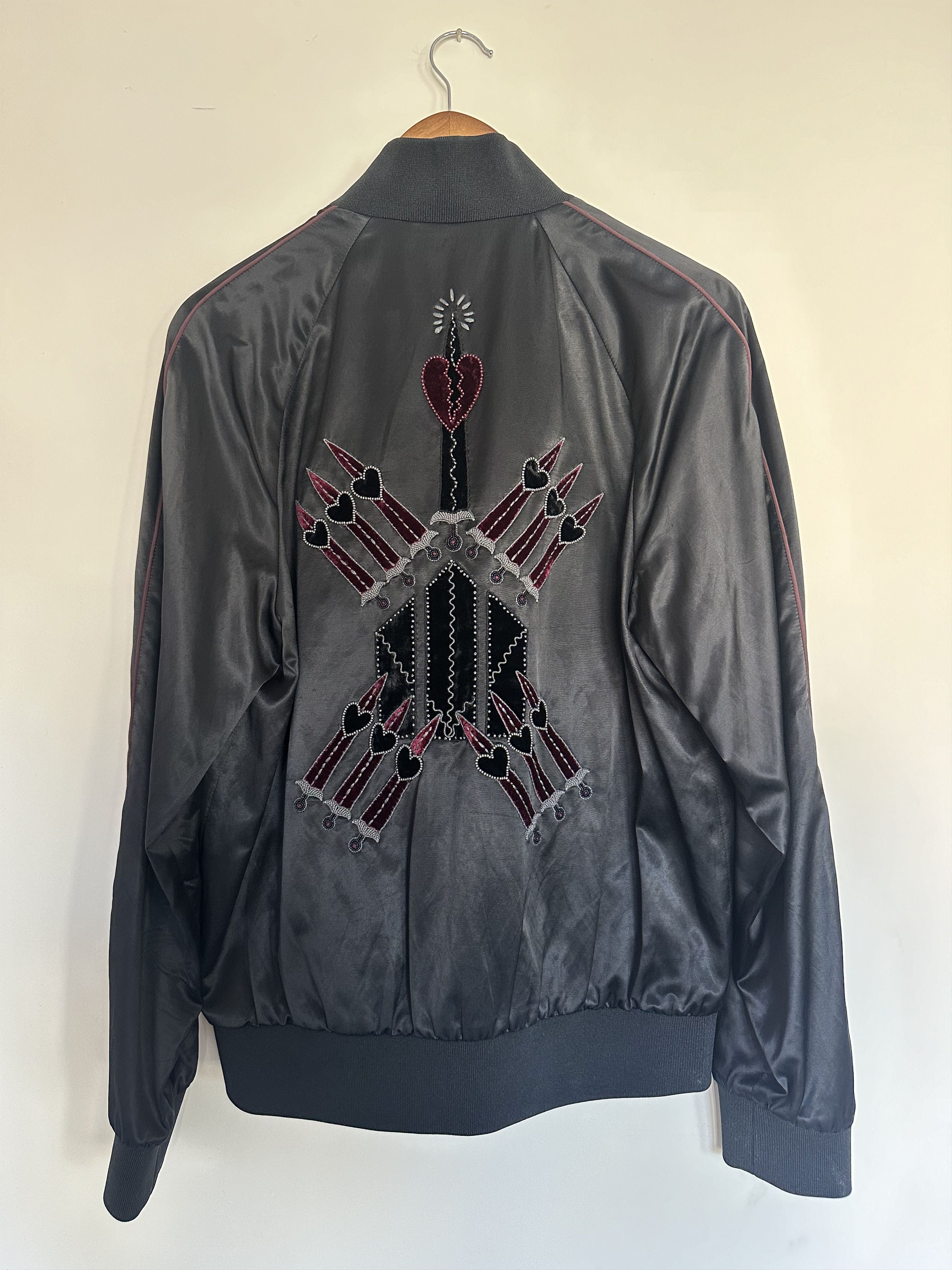 Valentino Love Blade Embroidered Satin Bomber Jacket Size US M / EU 48-50 / 2 - 2 Thumbnail