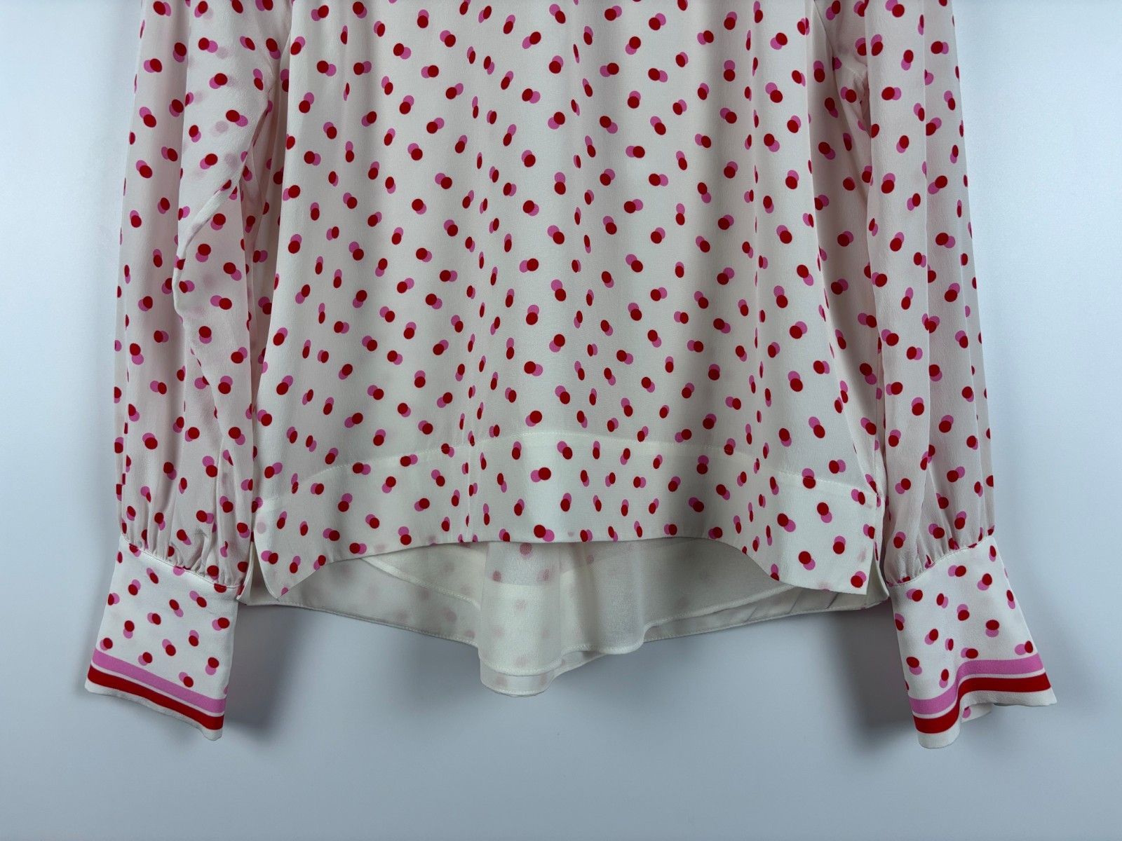 ME+EM ME+EM Silk Blouse Long Sleeve Polka Dot White Pink Size US 8 Size M / US 6-8 / IT 42-44 - 3 Thumbnail