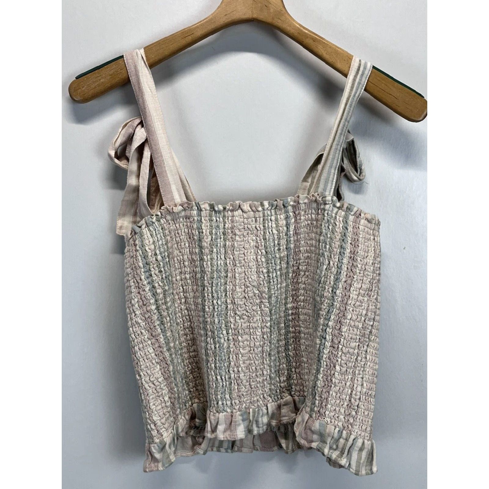 American Eagle Outfitters American Eagle Womens Tank Top L Linen Cotton Blend Striped Cami Summer Casual Beach Bohemian Size L / US 10 / IT 46 - 2 Thumbnail
