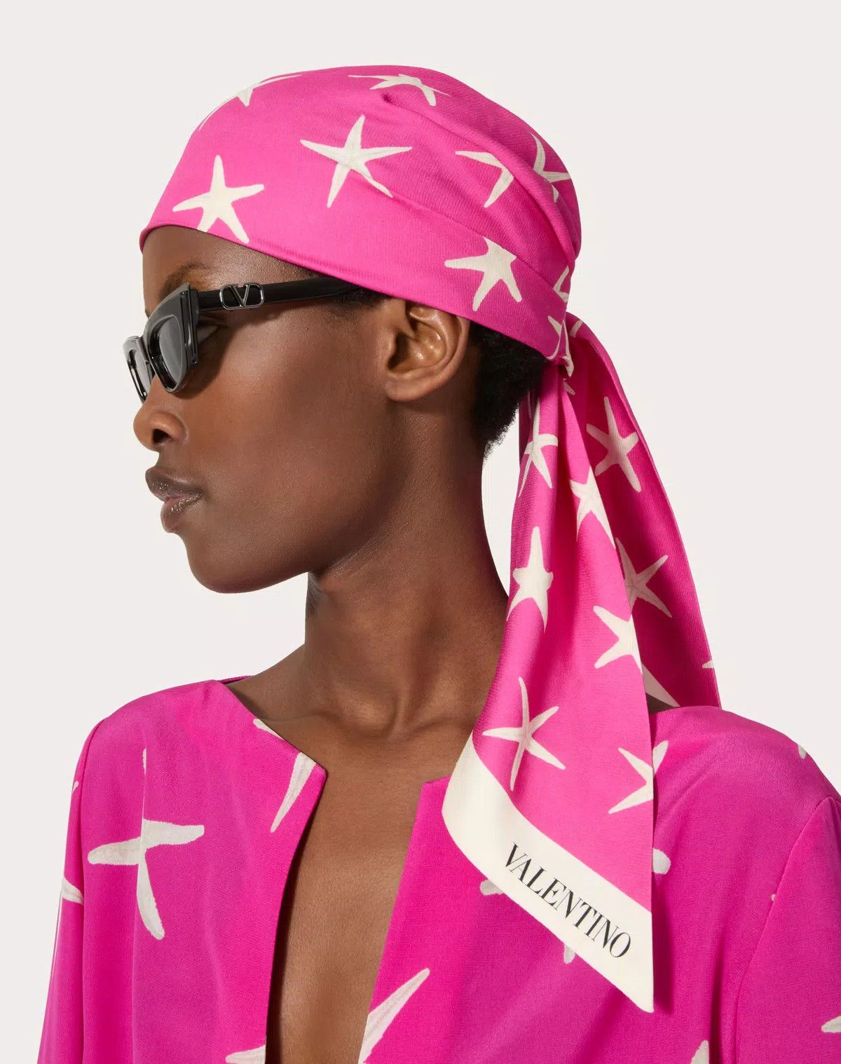Valentino oc11z0725 Size:OS/Escape Headband In Cotton And Silk in Pink Size ONE SIZE - 5 Thumbnail